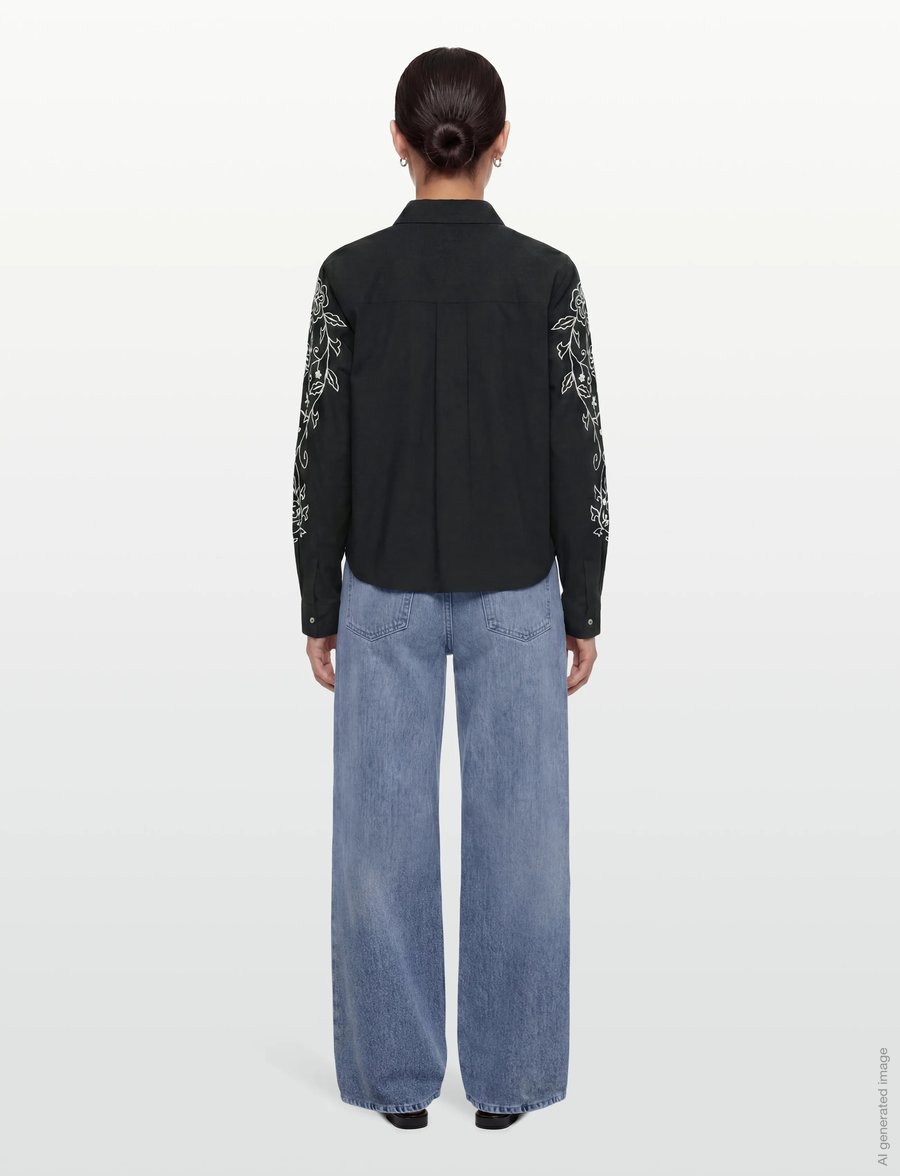 Vila - VIFELICE L/S EMBROIDERY SHIRT - chemises à manches longues - black - 4