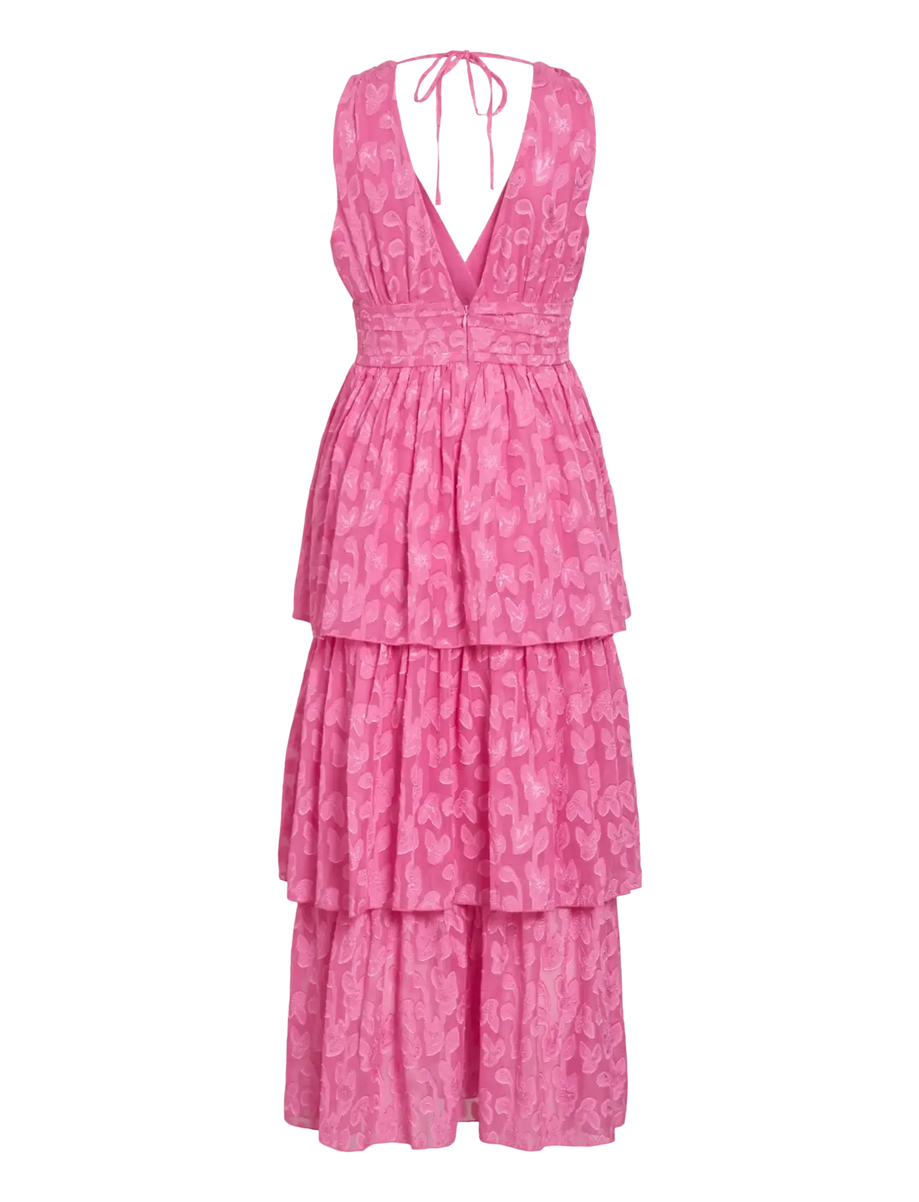 Vila - VISINDY V-NECK SL FLOUNCE ANKLE DRESS/DC - maxi kjólar - fiji flower - 1