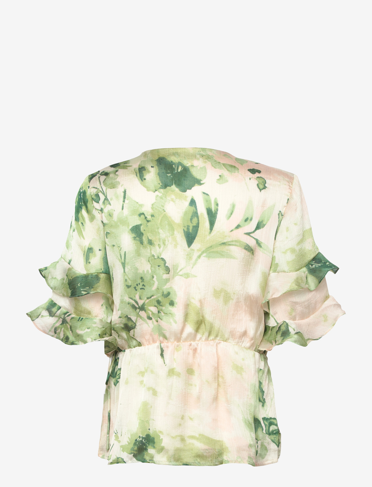 Vila - VIMOLINA 2/4 FLOUNCE WRAP TOP/DC - kurzämlige blusen - birch - 1