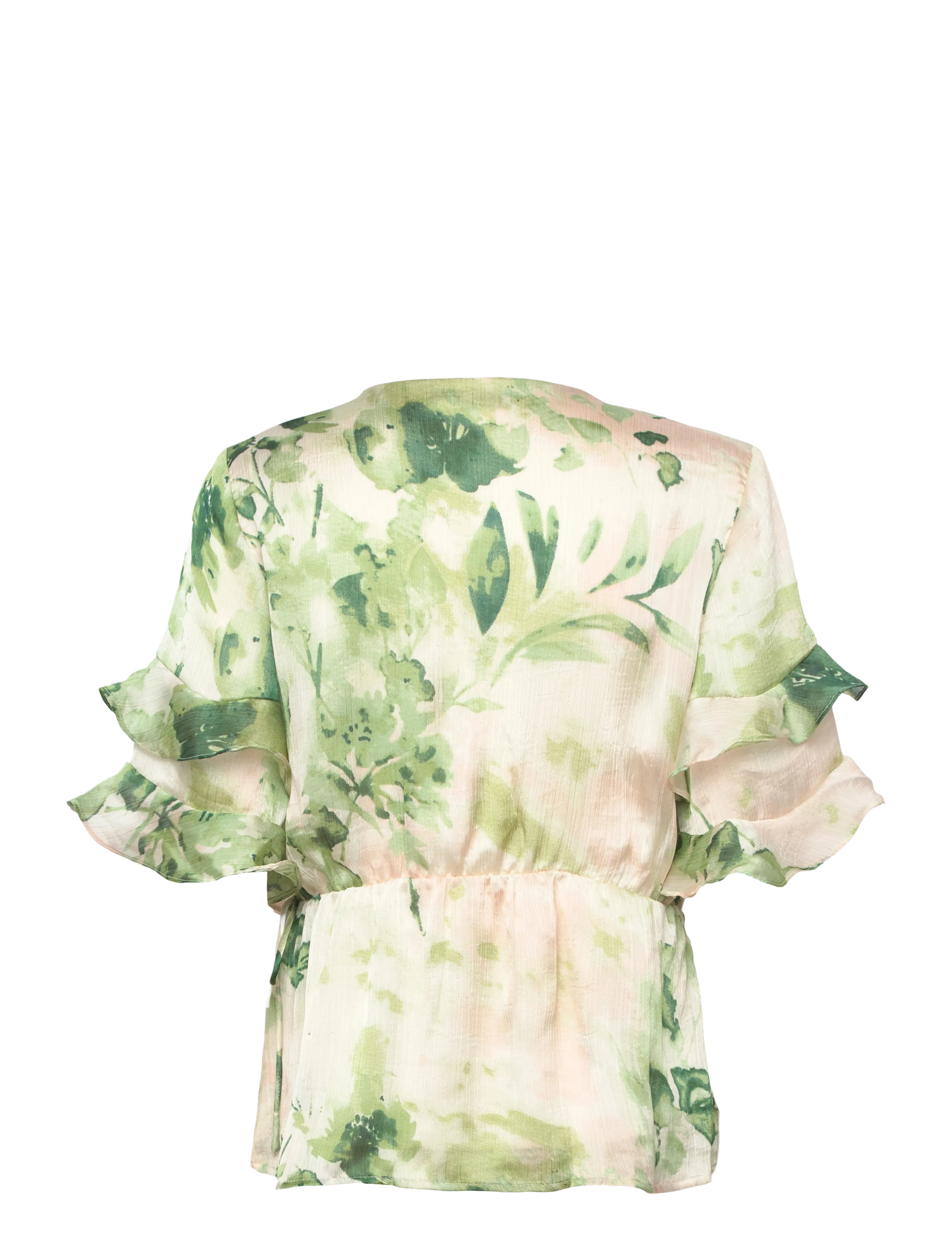 Vila - VIMOLINA 2/4 FLOUNCE WRAP TOP/DC - short-sleeved blouses - birch - 2