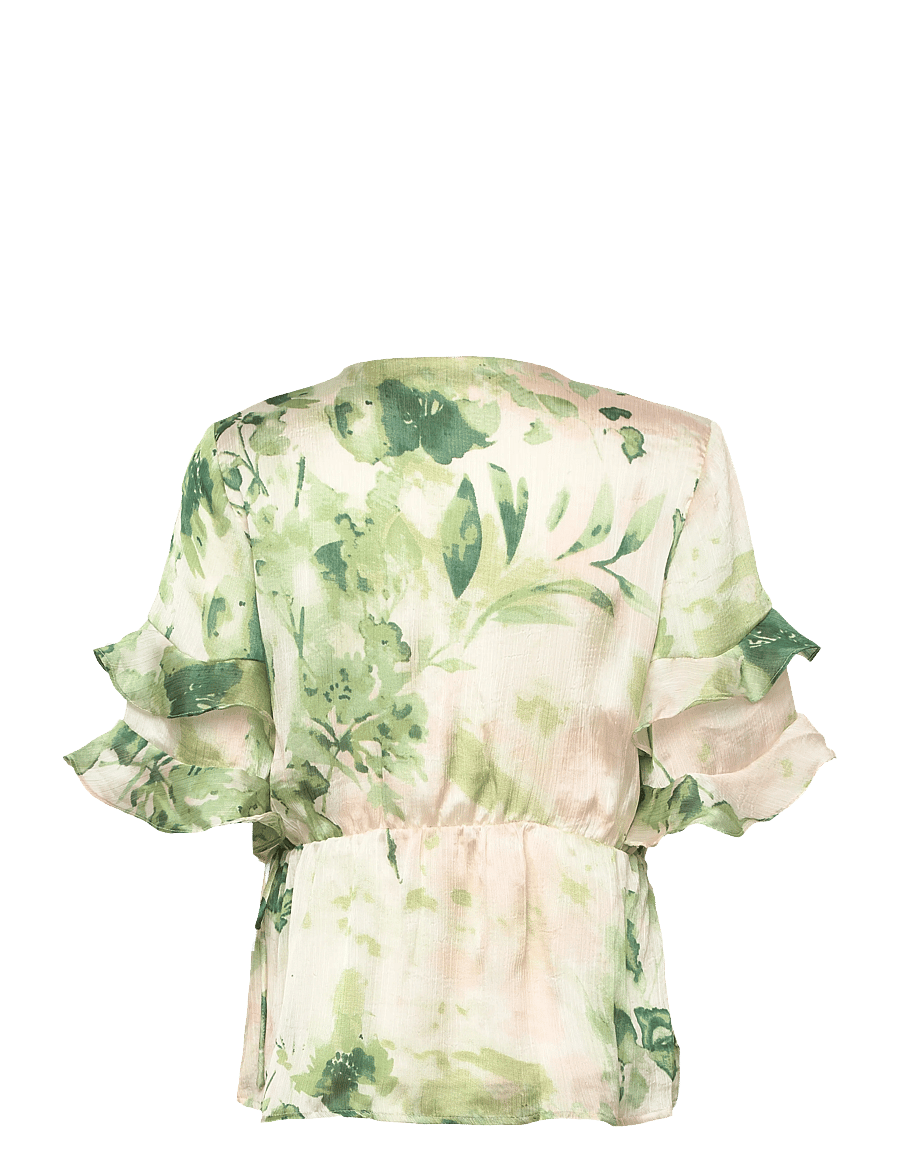 Vila - VIMOLINA 2/4 FLOUNCE WRAP TOP/DC - kurzärmelige blusen - birch - 2