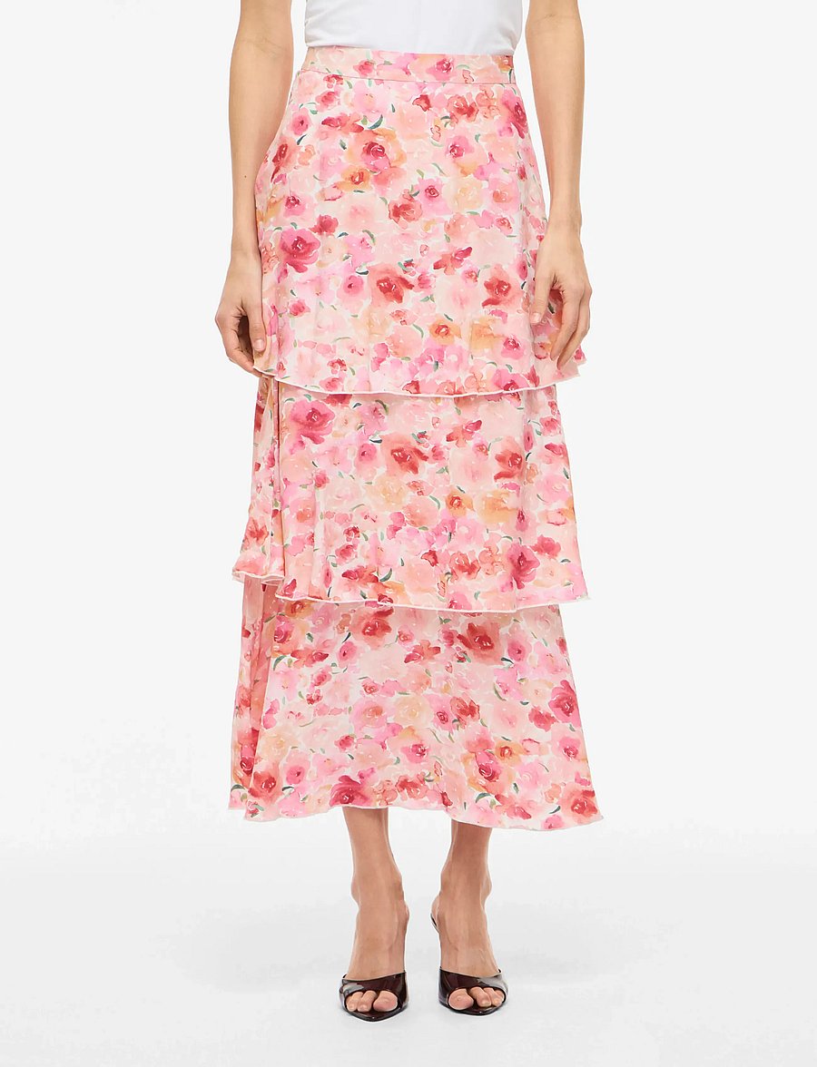 Vila - VIASTRA HW FLOUNCE ANKEL SKIRT/DC - maxi röcke - snow white - 0