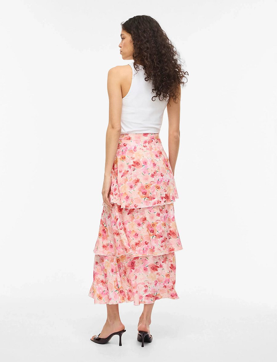Vila - VIASTRA HW FLOUNCE ANKEL SKIRT/DC - maxi röcke - snow white - 3