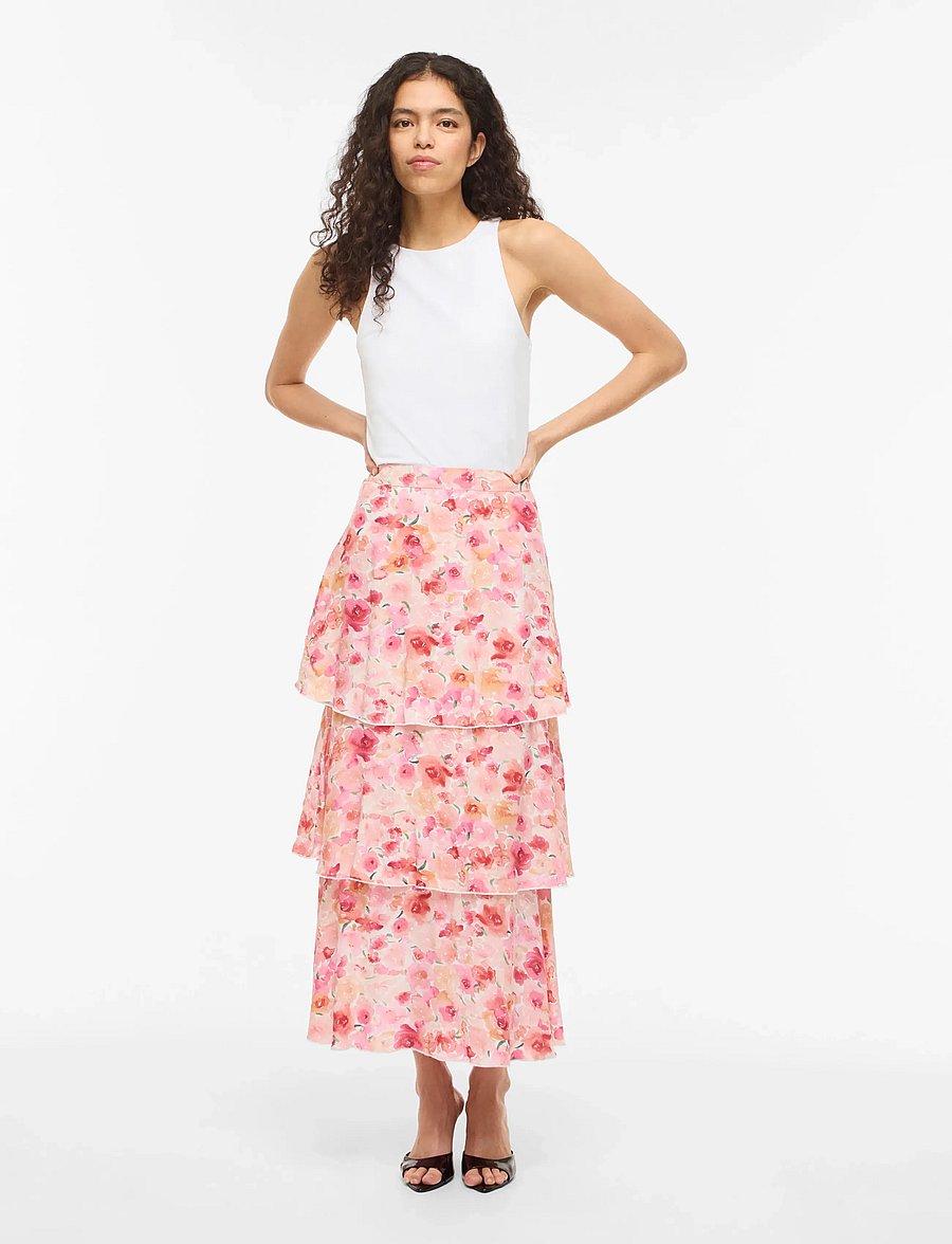 Vila - VIASTRA HW FLOUNCE ANKEL SKIRT/DC - maxi röcke - snow white - 4
