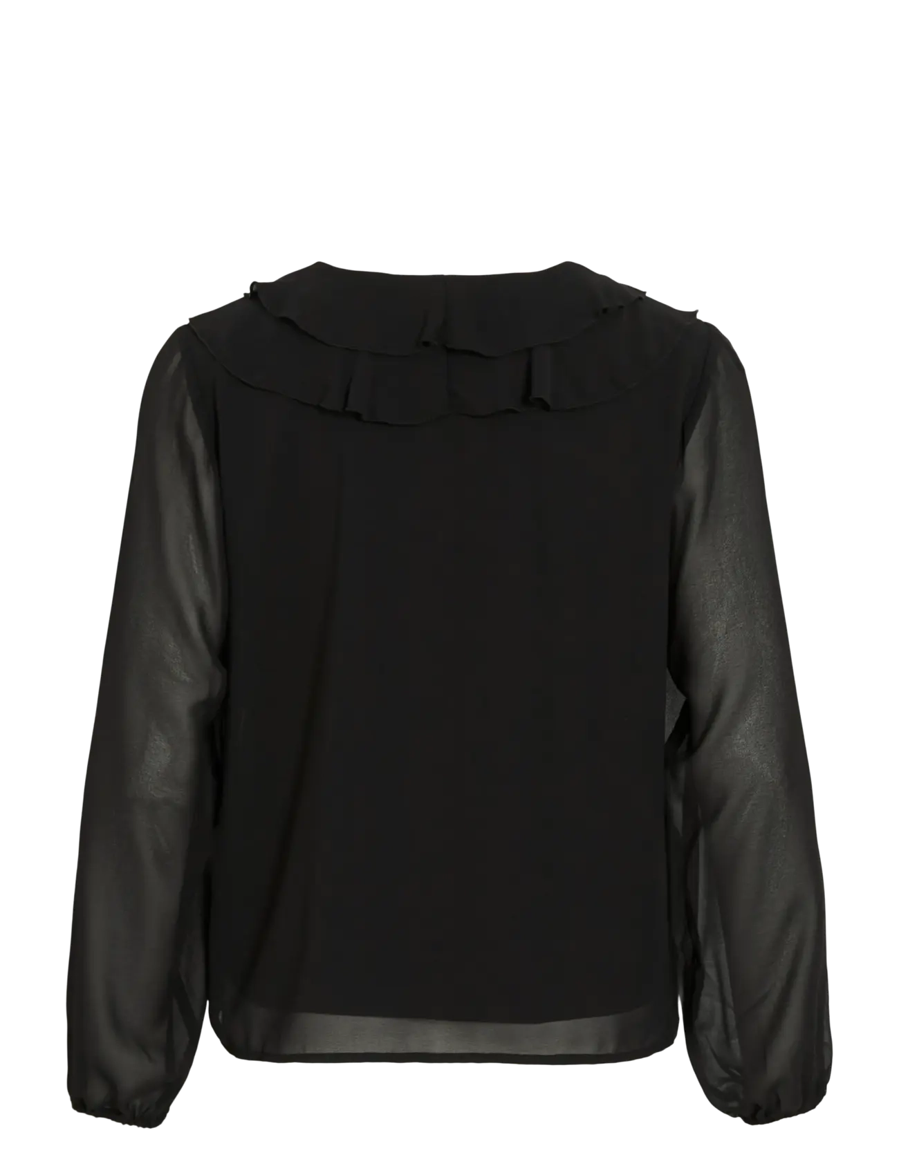 Vila - VIANE L/S V-NECK FRILL TOP - NOOS - langærmede bluser - black - 2