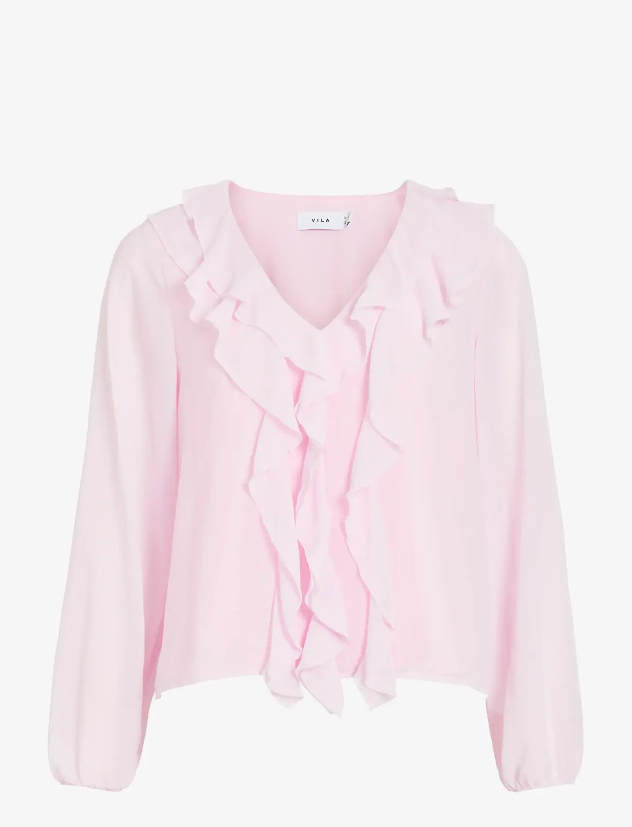 Vila - VIANE L/S V-NECK FRILL TOP - NOOS - palaidinės ilgomis rankovėmis - cherry blossom - 1
