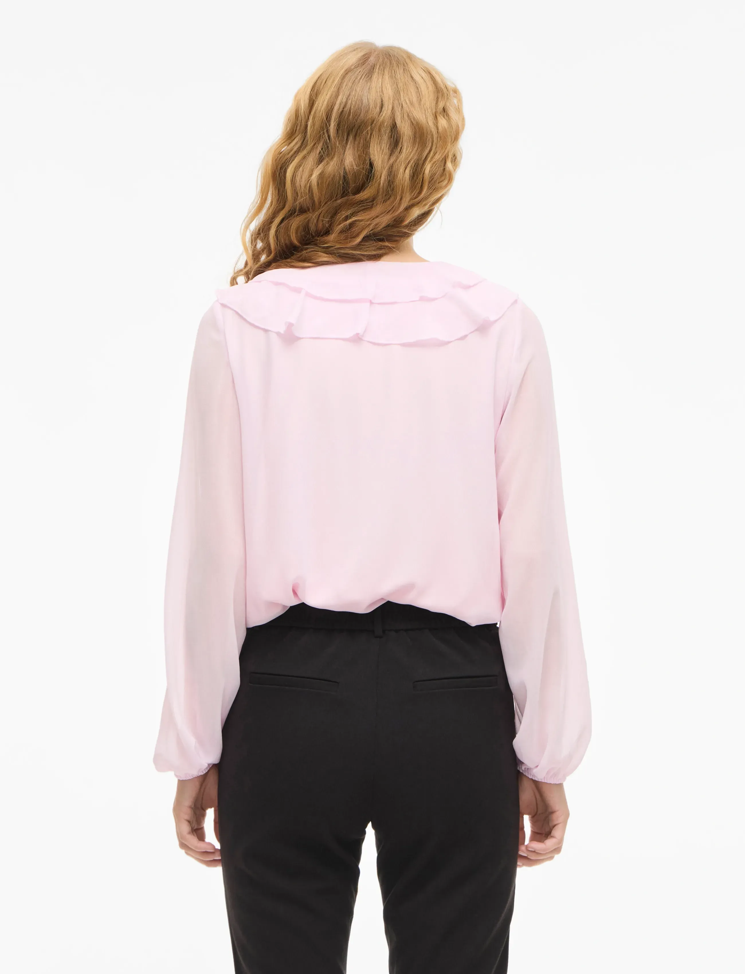 Vila - VIANE L/S V-NECK FRILL TOP - NOOS - blouses à manches longues - cherry blossom - 3