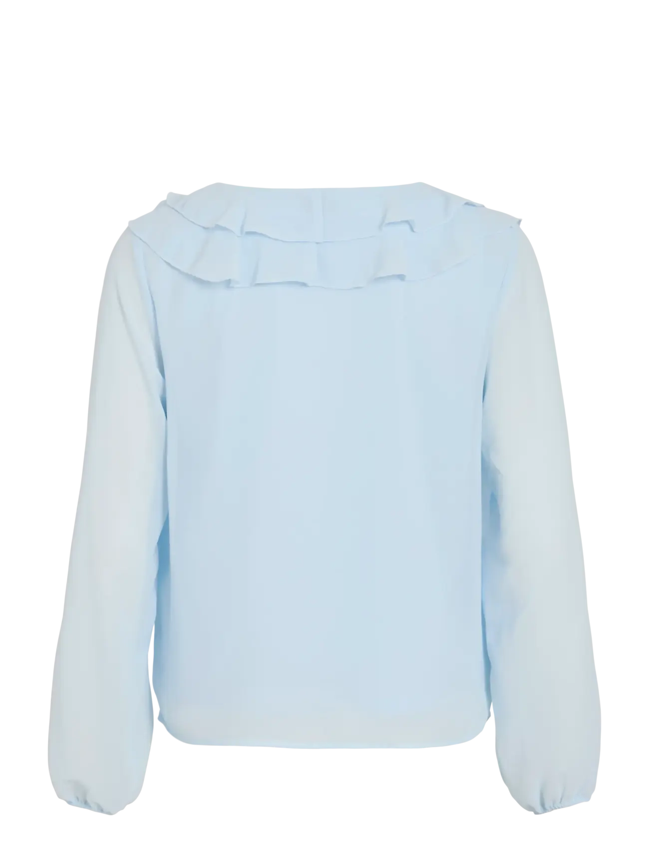 Vila - VIANE L/S V-NECK FRILL TOP - NOOS - langerma blússur - nantucket breeze - 2
