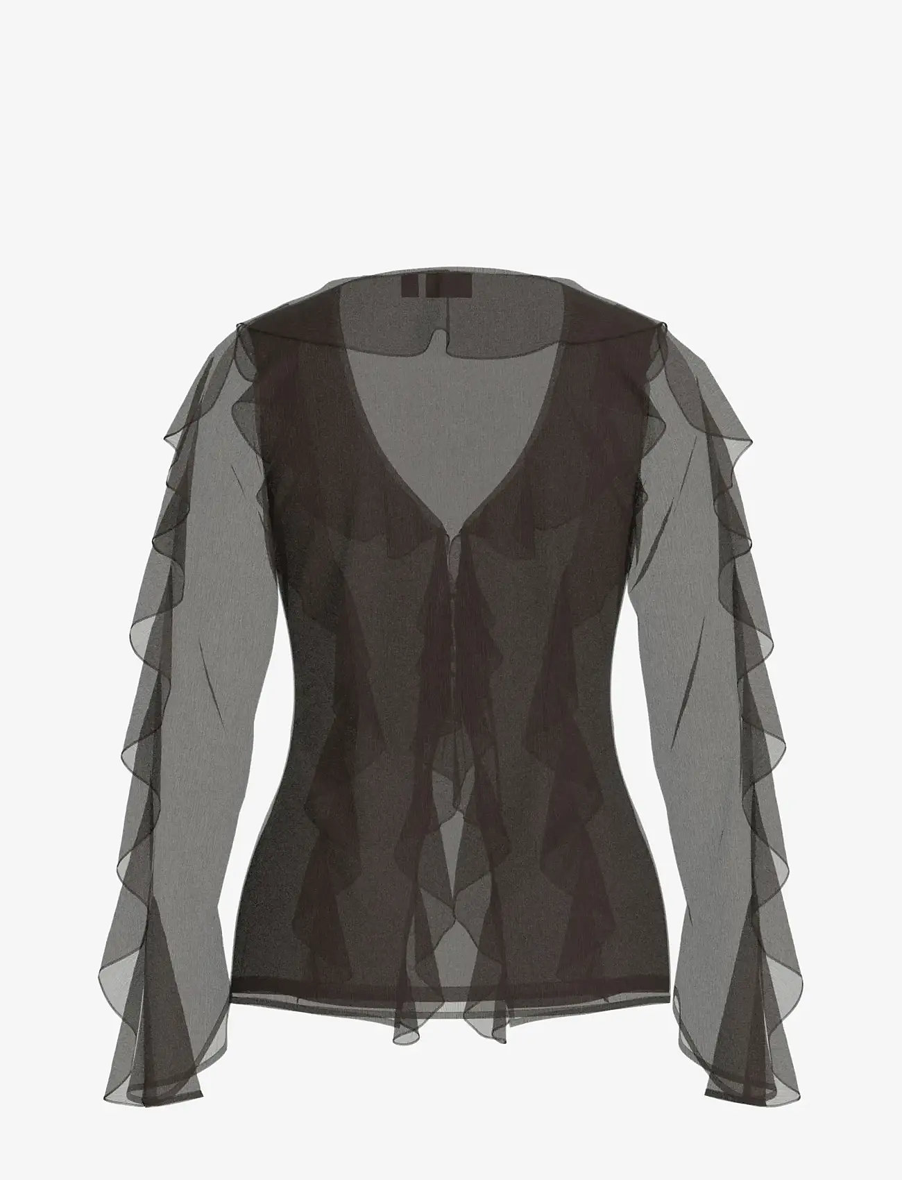 Vila - VIFALIA L/S FRILL KIMONO TOP/KA - pikkade varrukatega alussärgid - coffee bean - 1