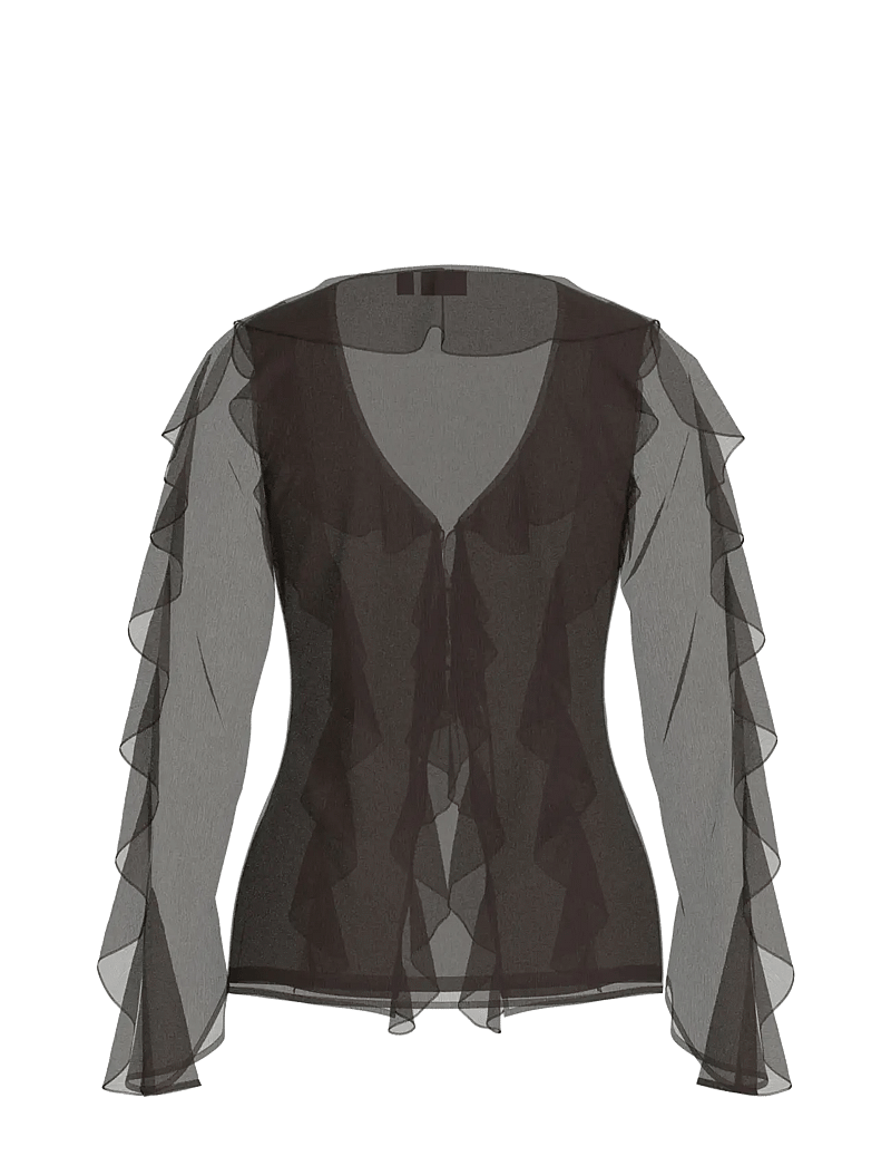 Vila - VIFALIA L/S FRILL KIMONO TOP/KA - langärmlige tops - coffee bean - 1