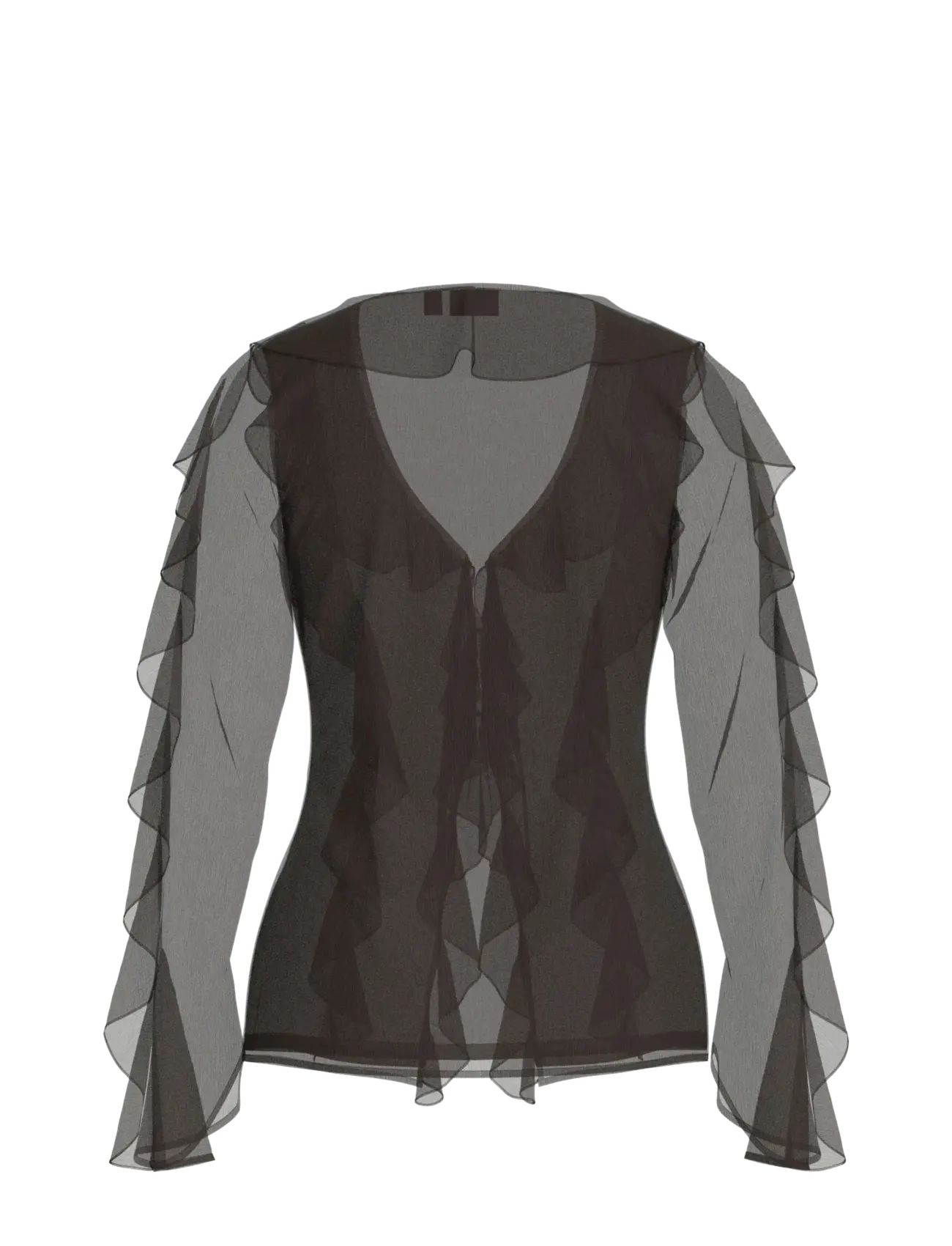 Vila - VIFALIA L/S FRILL KIMONO TOP/KA - long-sleeved tops - coffee bean - 1