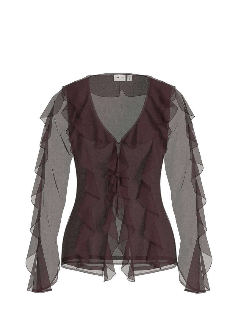 Vila - VIFALIA L/S FRILL KIMONO TOP/KA - langärmlige tops - fig - 0