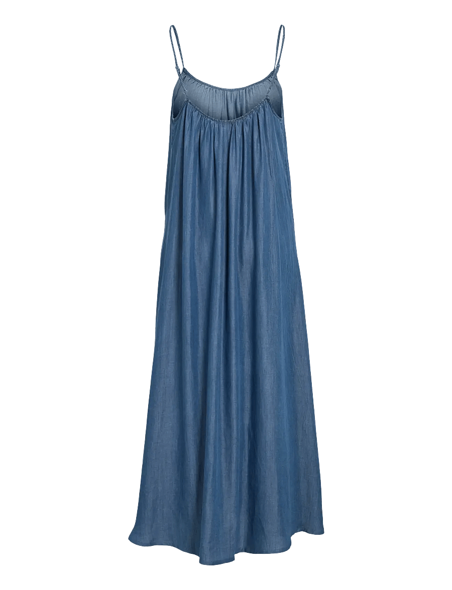 Vila - VITEVIRA U-NECK SINGLET ANKLE DRESS/VOL - maxi kjoler - medium blue denim - 1
