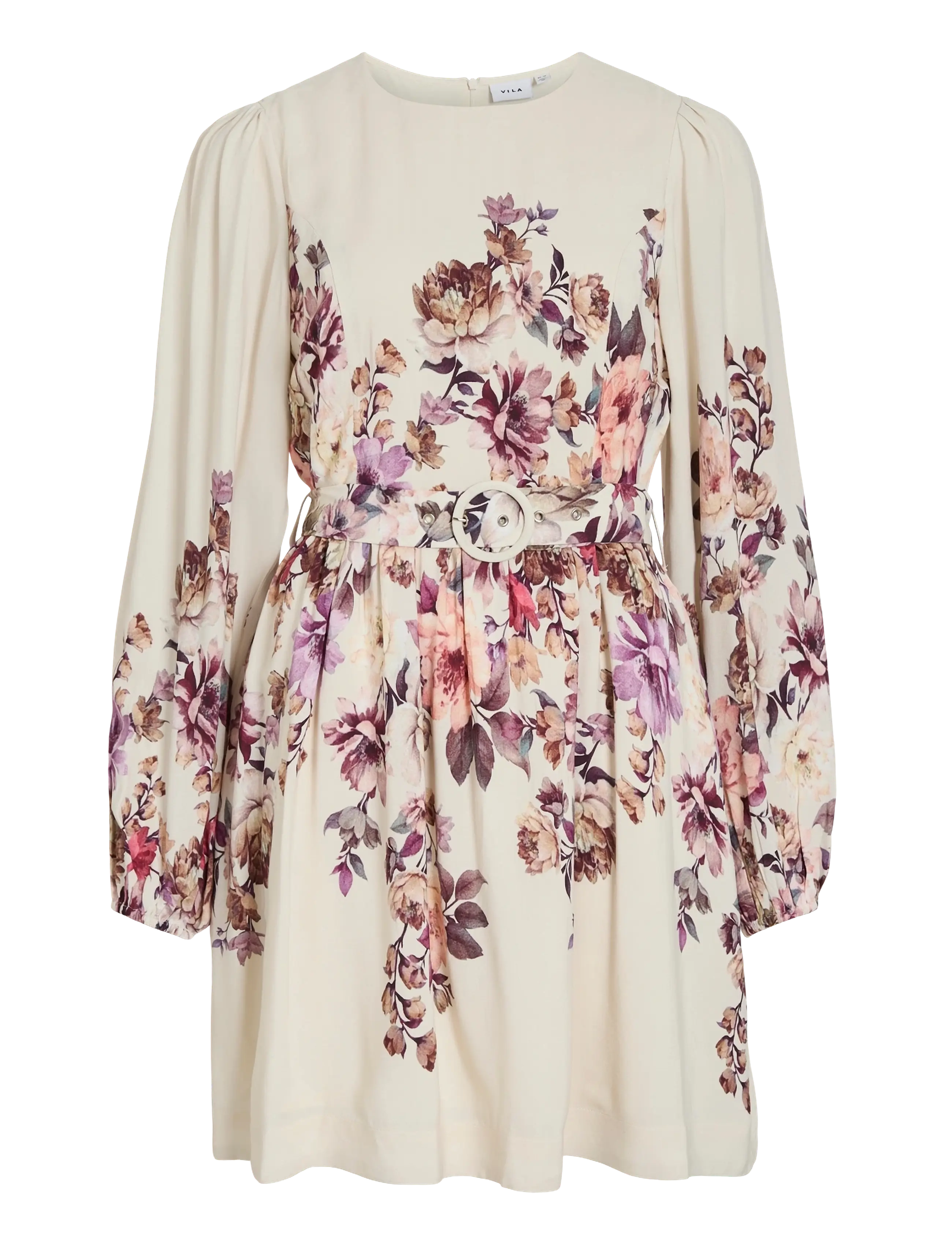 Vila VISOFILA PLA O-NECK LS SHORT DRESS/DC/LN - View all - SNOW WHITE / multi