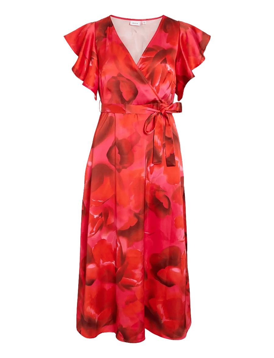 Vila - VIAVELINA S/S MIDI DRESS/DC - slå-om-kjoler - hibiscus - 0