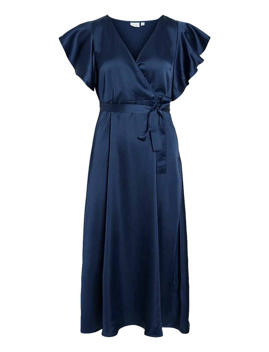 Vila - VIAVELINA S/S MIDI DRESS/DC - kleitas ar pārlikumu - navy blazer - 0