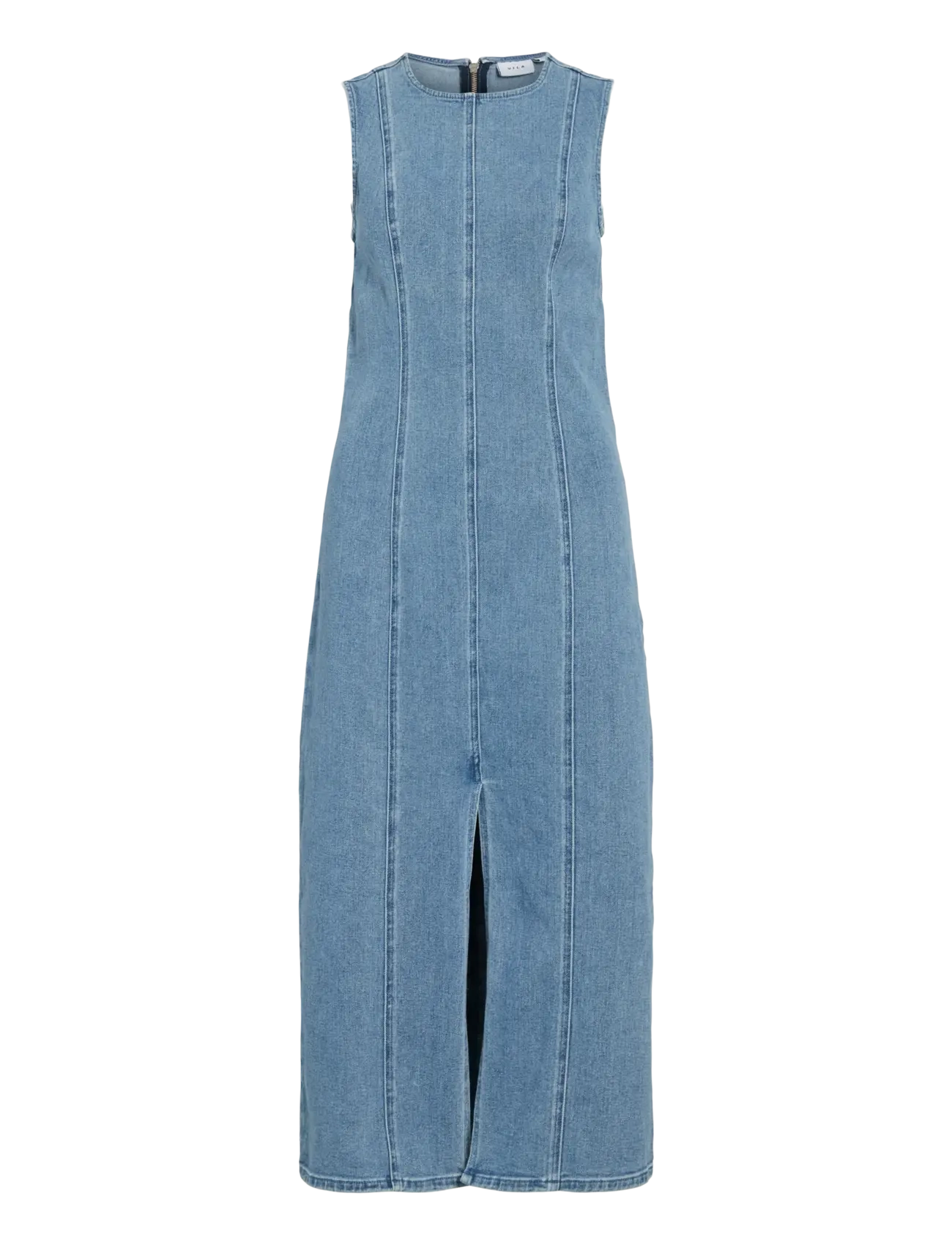 Vila - VIWINONA NEW S/L O-NECK LONG DENIM DRESS - robes en jeans - light blue denim - 0