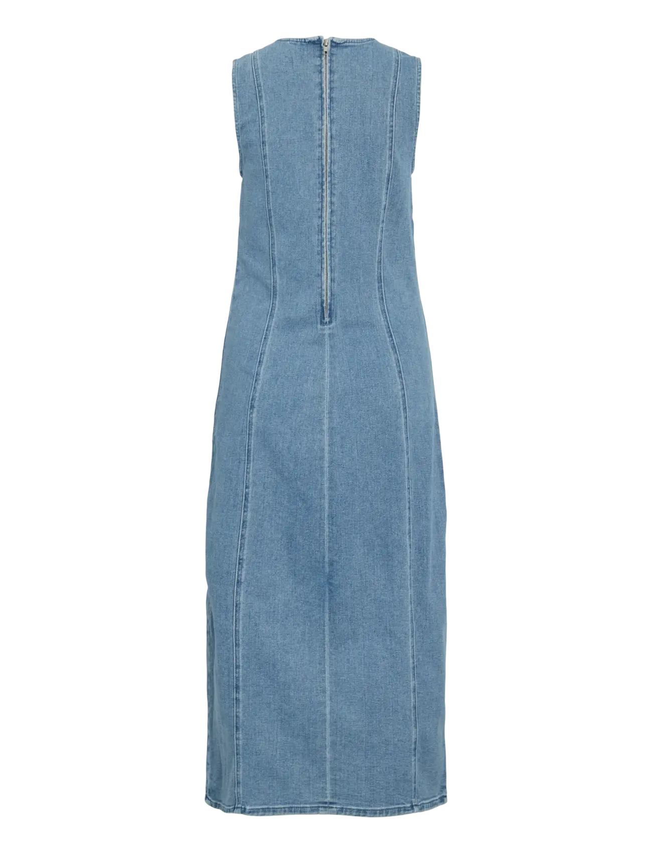 Vila - VIWINONA NEW S/L O-NECK LONG DENIM DRESS - robes en jeans - light blue denim - 1