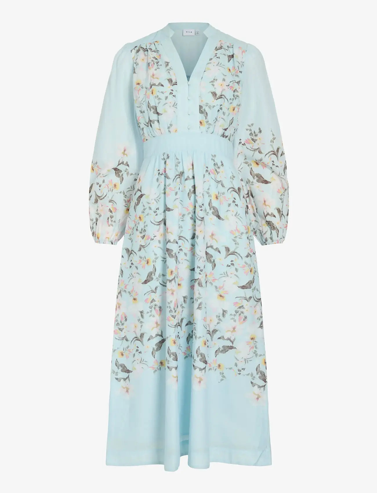 Vila - VIZANILA GIL L/S MIDI DRESS/DC/LN - midiklänningar - nantucket breeze - 0