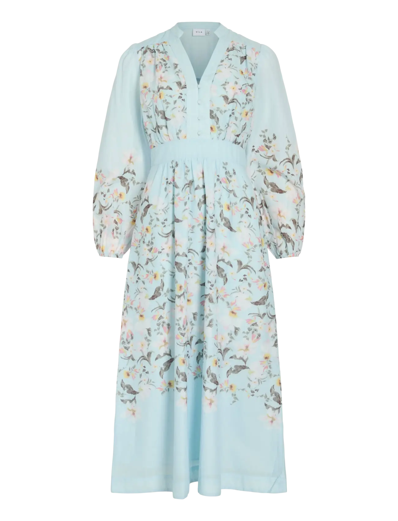 Vila VIZANILA GIL L/S MIDI DRESS/DC/LN - Tøj - NANTUCKET BREEZE / blue