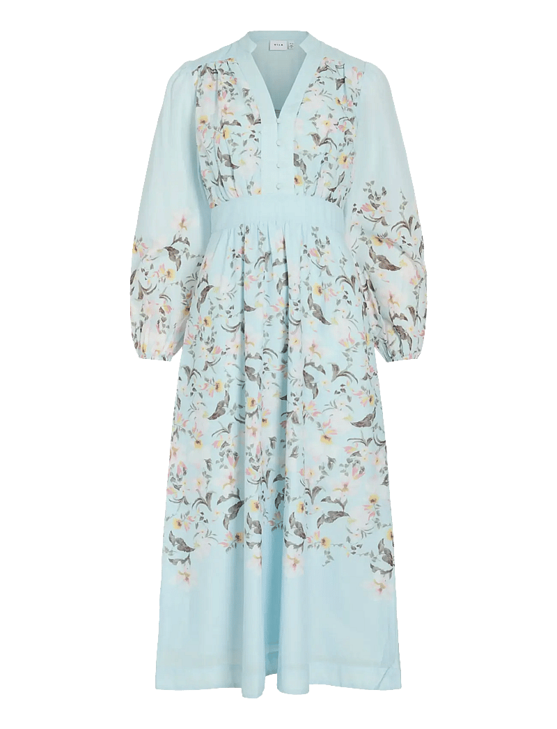 Vila - VIZANILA GIL L/S MIDI DRESS/DC/LN - midiklänningar - nantucket breeze - 0