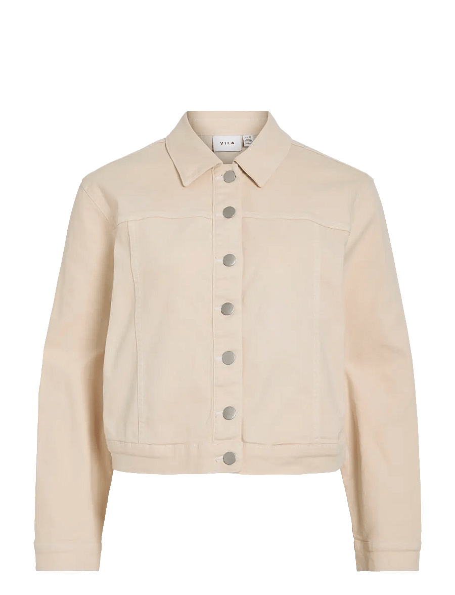 Vila - VINUS NEW L/S DENIM JACKET/TES - denimjakker - ecru - 1