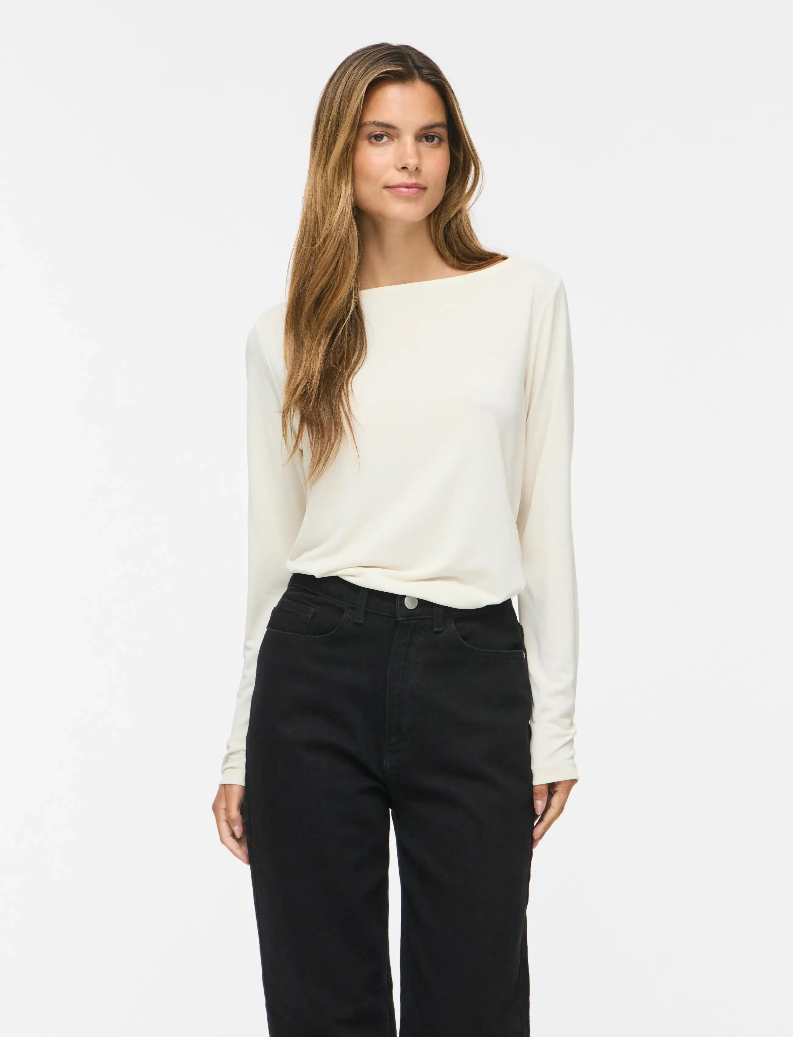 Vila VIMODALA BOATNECK L/S TOP - NOOS - T-Shirts & Tops - BIRCH / cream