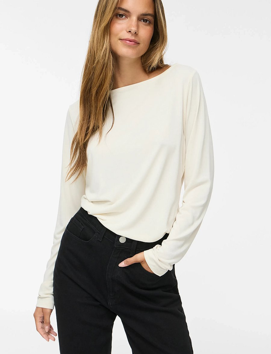 Vila - VIMODALA BOATNECK L/S TOP - NOOS - pikkade varrukatega alussärgid - birch - 5