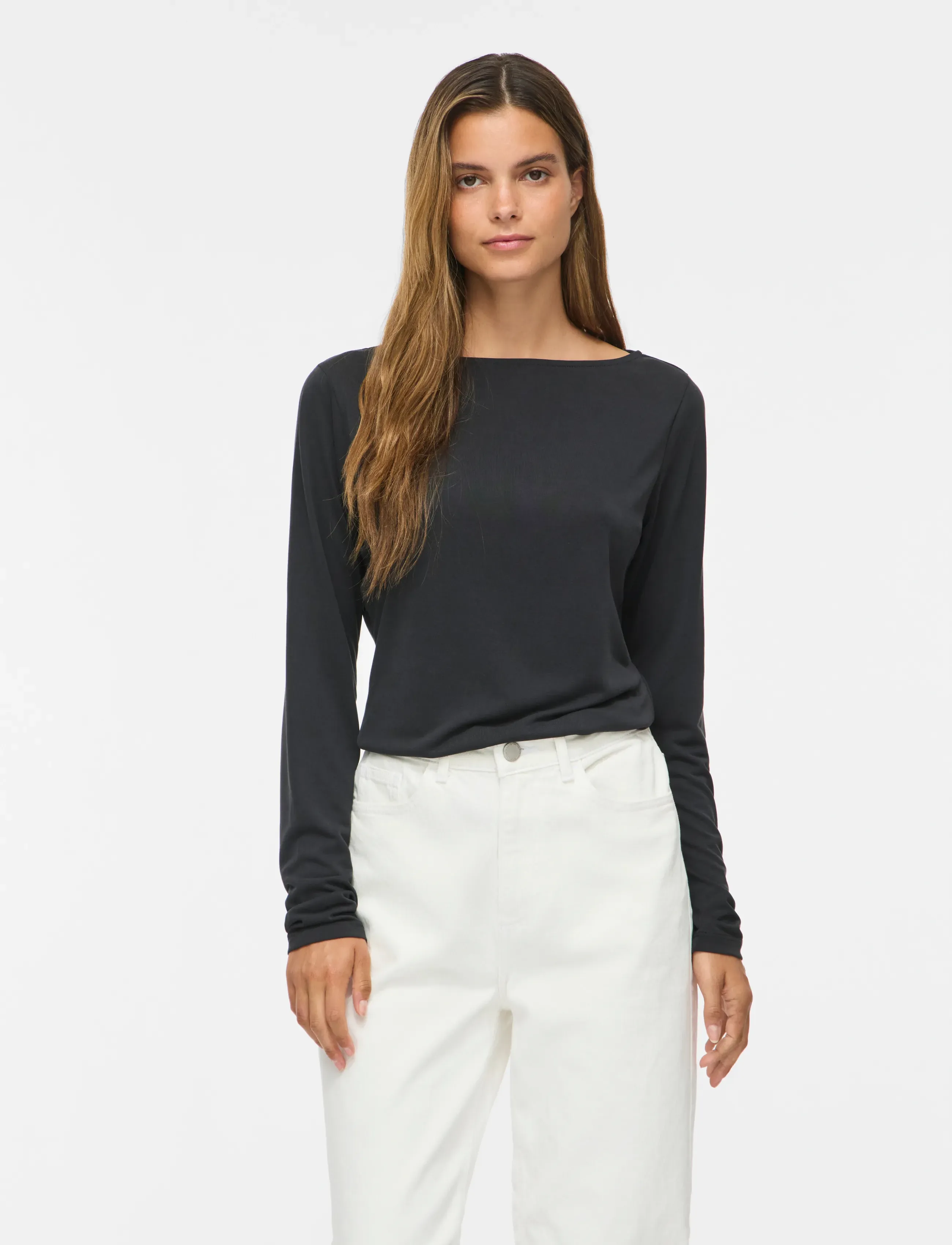 Vila Vimodala Boatneck L/S Top - Noos, XL, Black, T-Shirts & Toppe > Langærmede, Dame