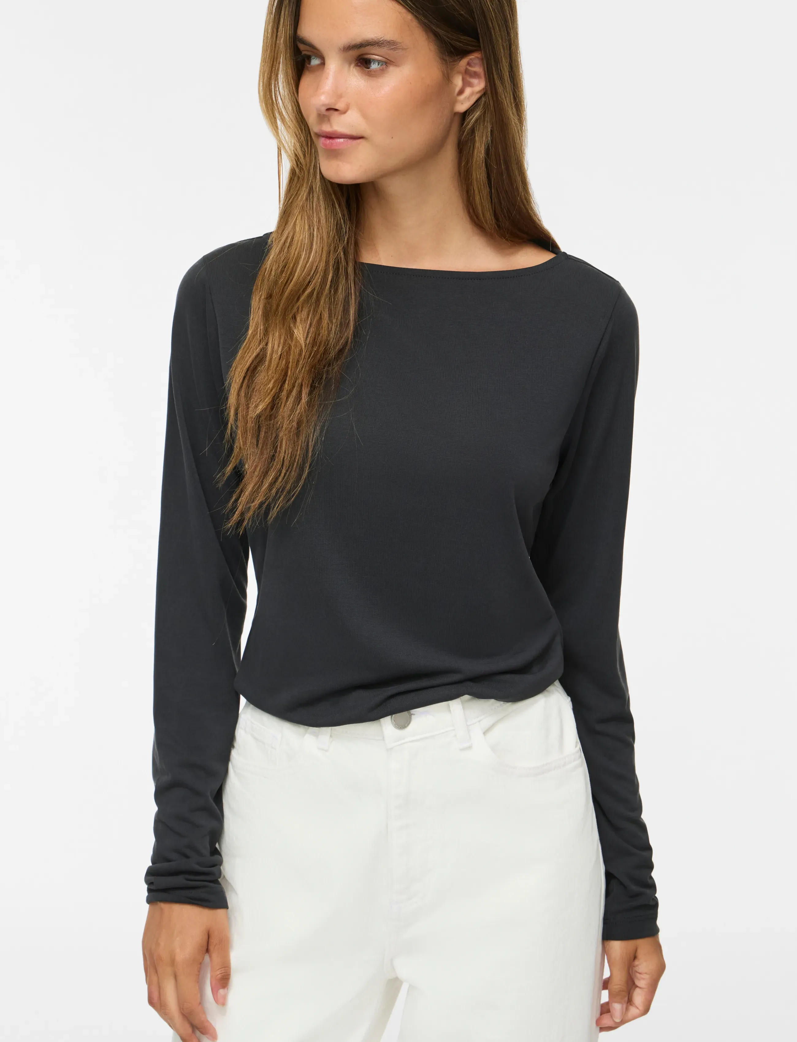 Vila - VIMODALA BOATNECK L/S TOP - NOOS - langärmlige tops - black - 5