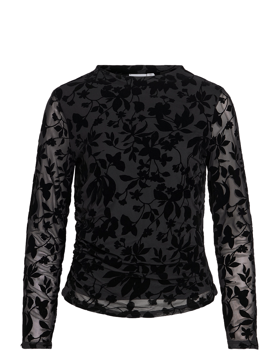 Vila - VIRIKKE L/S FUNNEL NECK TOP - NOOS - långärmade blusar - black beauty - 1