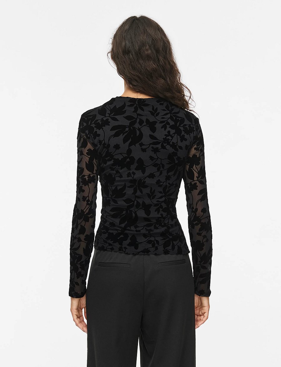Vila - VIRIKKE L/S FUNNEL NECK TOP - NOOS - långärmade blusar - black beauty - 3