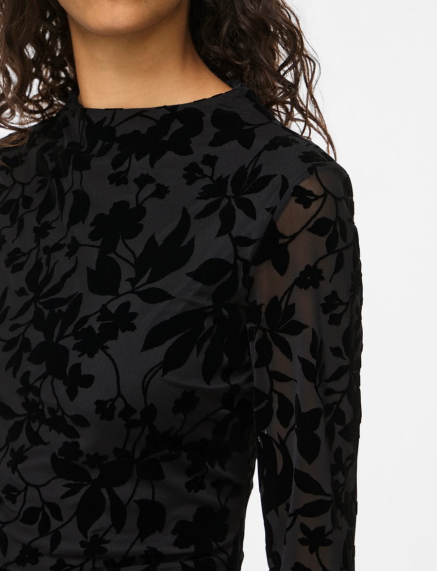Vila - VIRIKKE L/S FUNNEL NECK TOP - NOOS - långärmade blusar - black beauty - 5