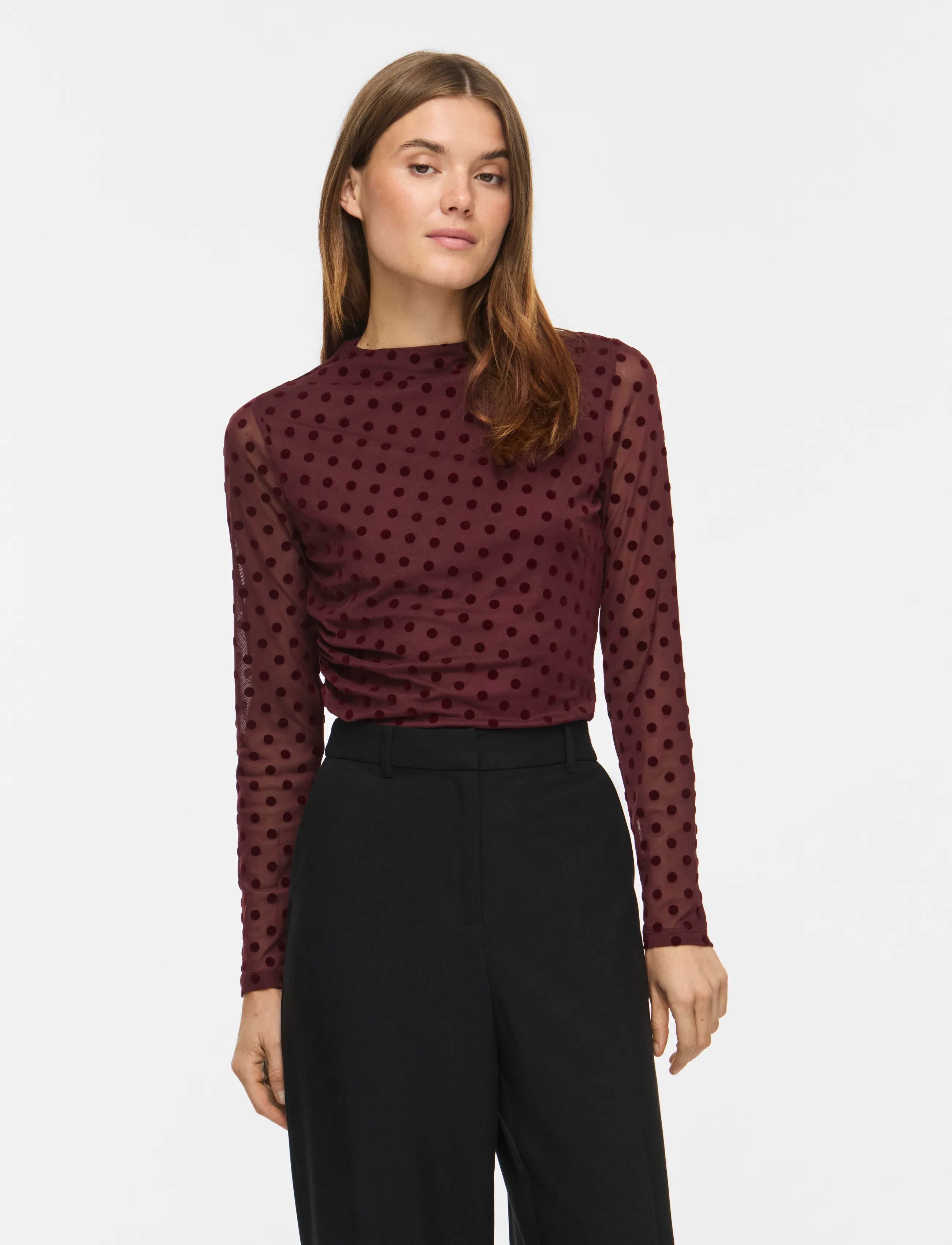 Vila - VIRIKKE L/S FUNNEL NECK TOP - NOOS - long sleeved blouses - port royale - 0