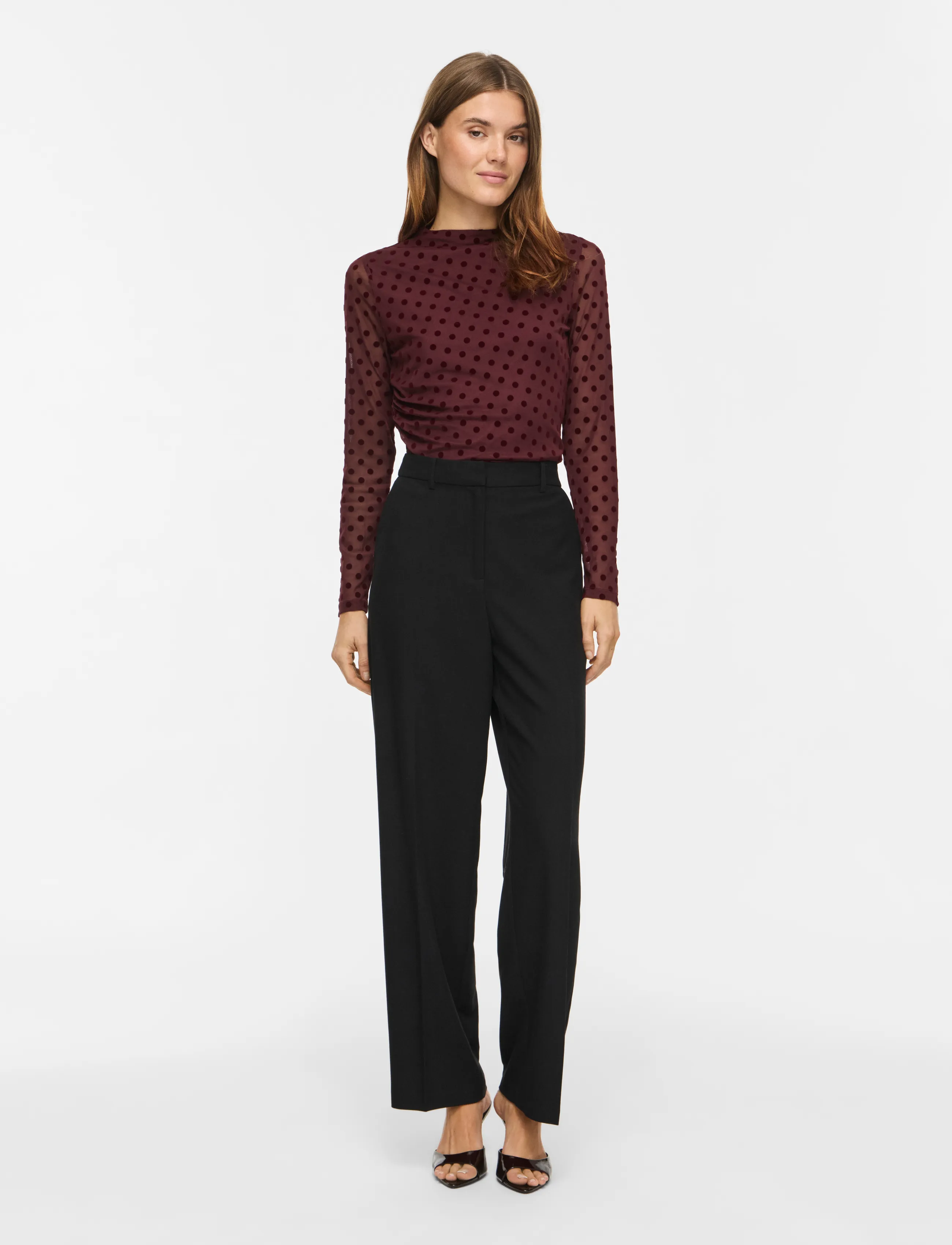 Vila - VIRIKKE L/S FUNNEL NECK TOP - NOOS - long sleeved blouses - port royale - 4