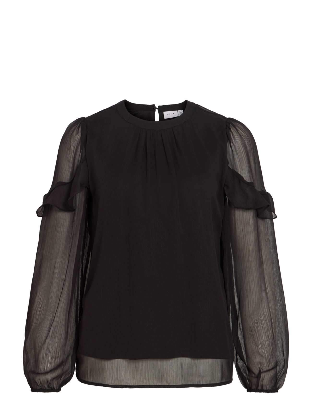 Vila VIELLY L/S FLOUNCE TOP - Bluser - BLACK BEAUTY / black