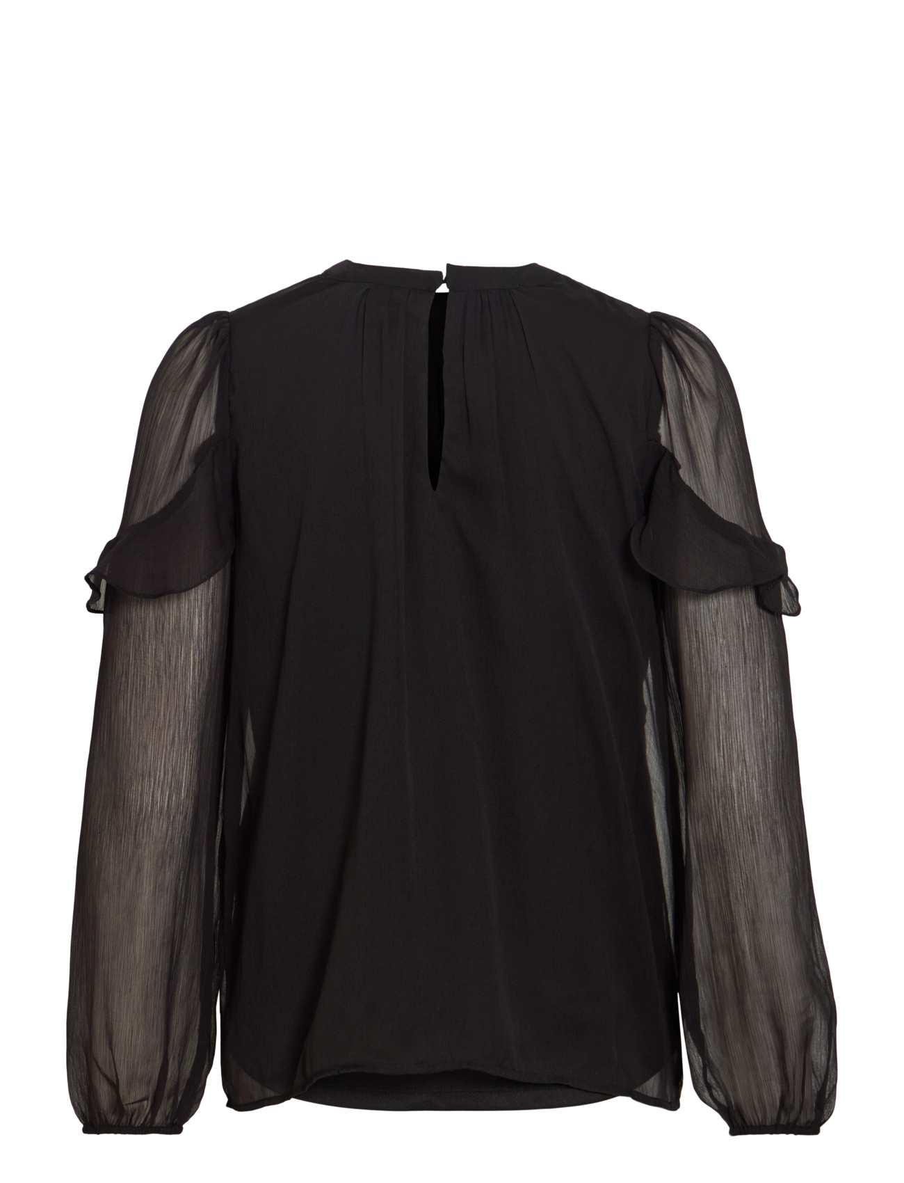 Vila - VIELLY L/S FLOUNCE TOP - langærmede bluser - black beauty - 2