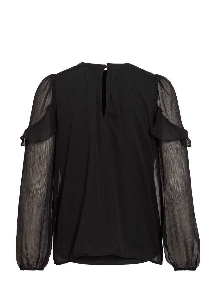 Vila - VIELLY L/S FLOUNCE TOP - langærmede bluser - black beauty - 2