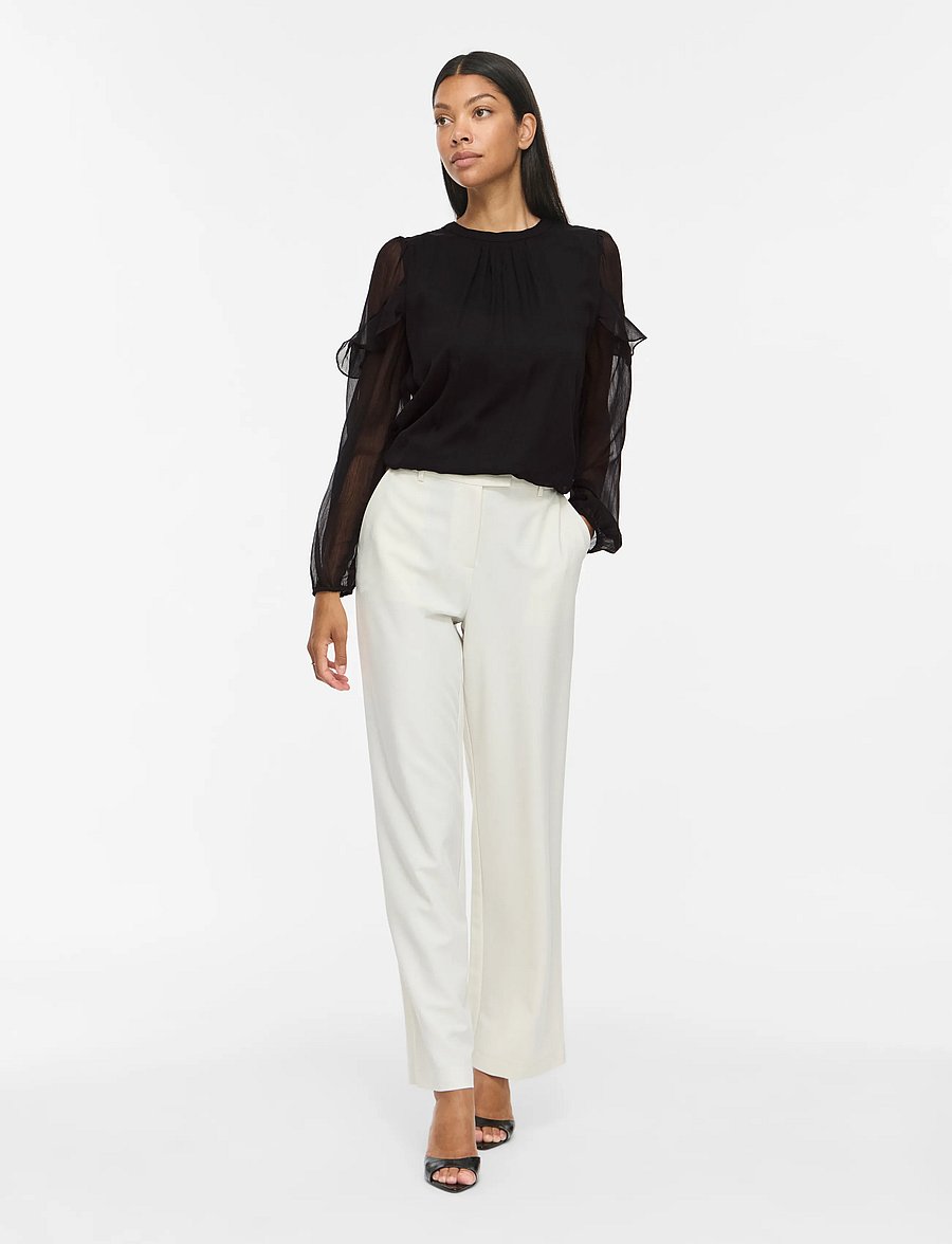 Vila - VIELLY L/S FLOUNCE TOP - langærmede bluser - black beauty - 4
