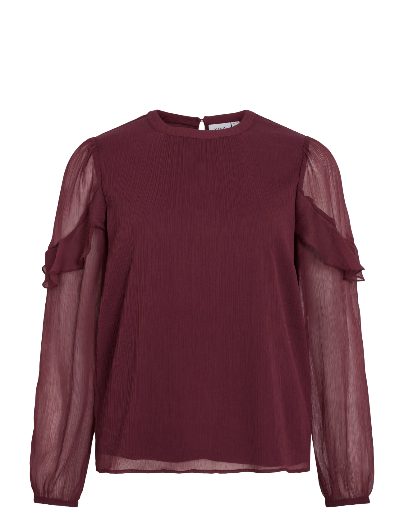 Vila VIELLY L/S FLOUNCE TOP - Blússur & Skyrtur - PORT ROYALE / burgundy