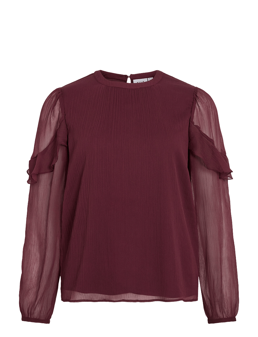 Vila - VIELLY L/S FLOUNCE TOP - langärmelige blusen - port royale - 1