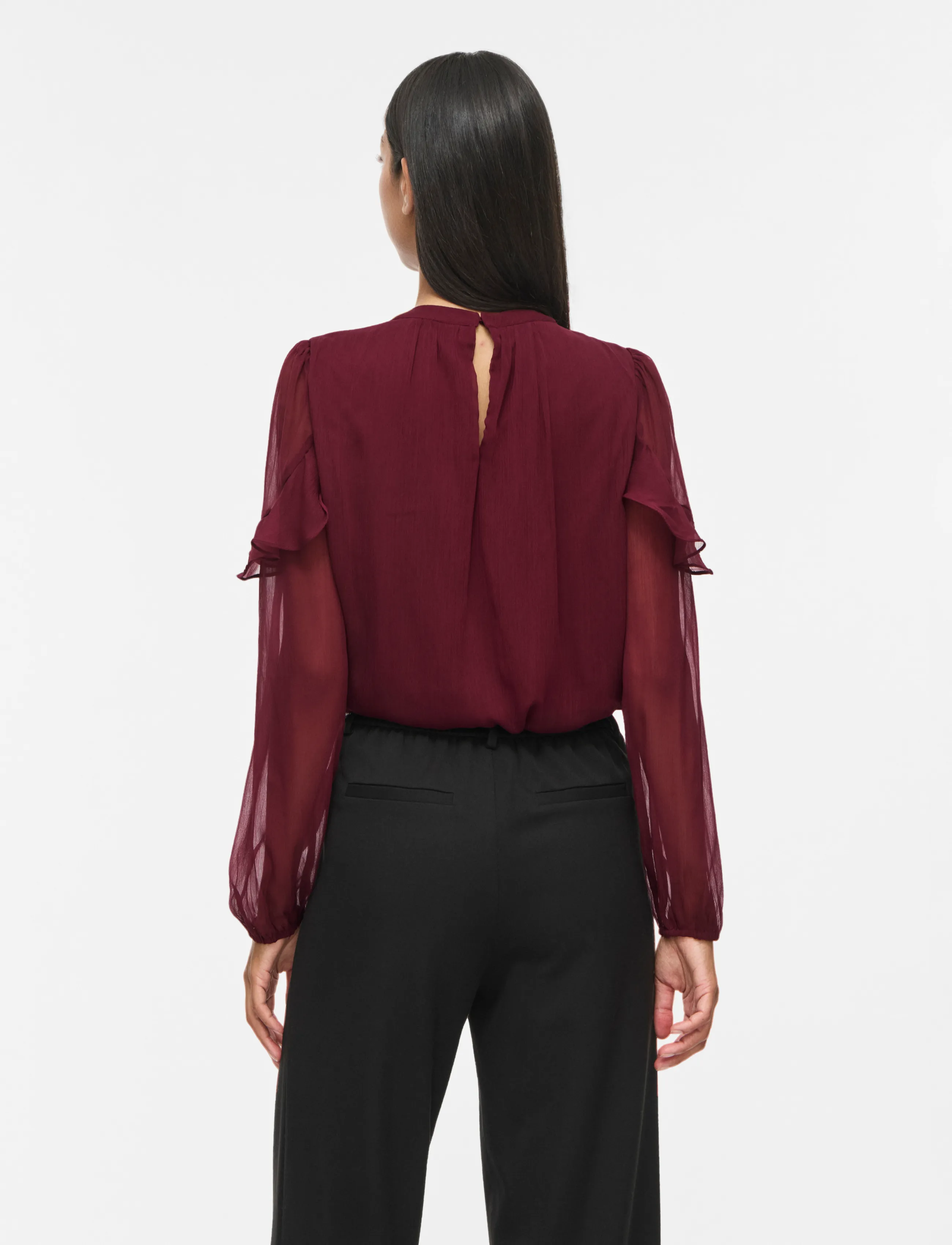 Vila - VIELLY L/S FLOUNCE TOP - langärmelige blusen - port royale - 3