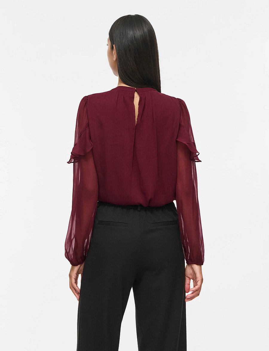 Vila - VIELLY L/S FLOUNCE TOP - langärmelige blusen - port royale - 3