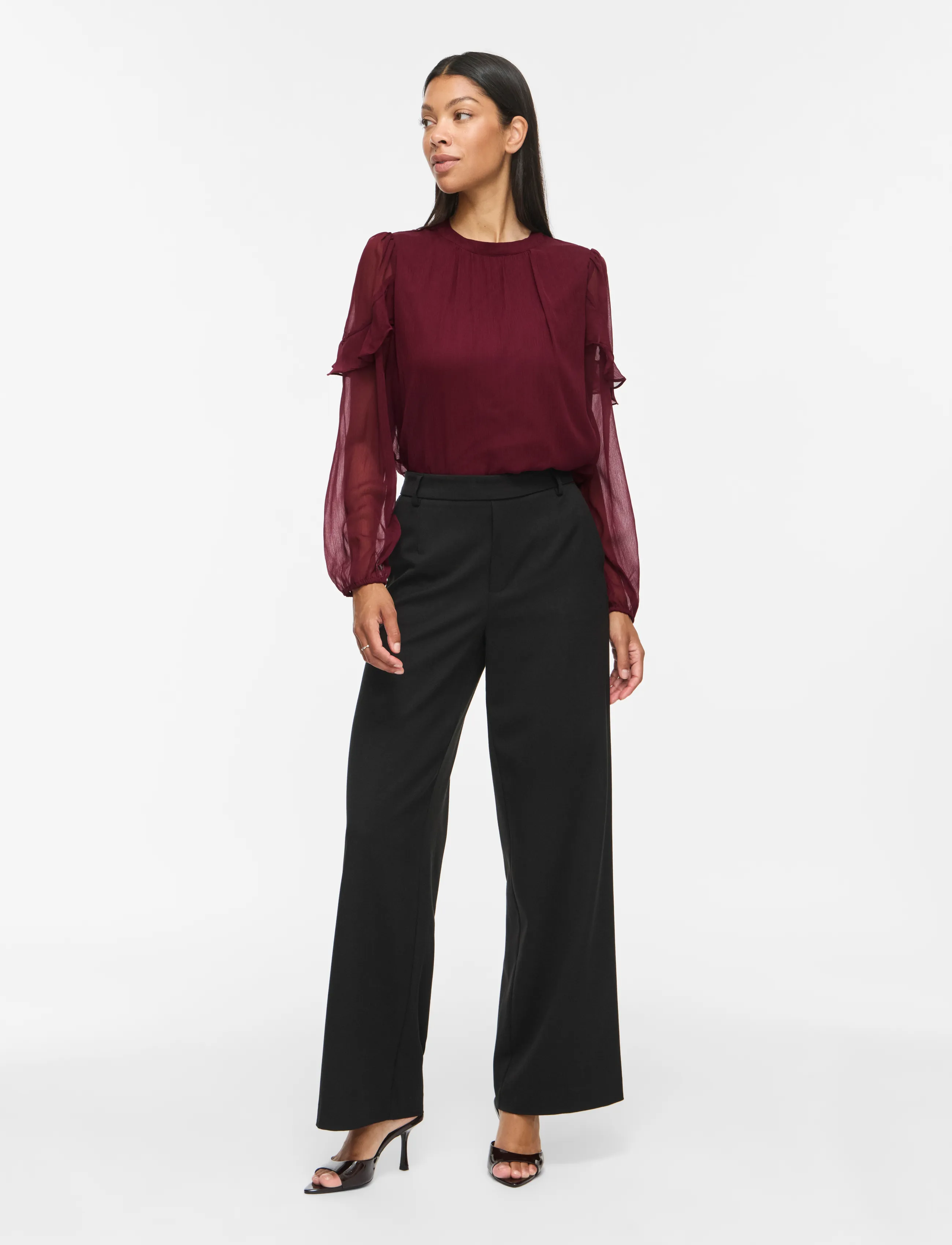 Vila - VIELLY L/S FLOUNCE TOP - langärmelige blusen - port royale - 4