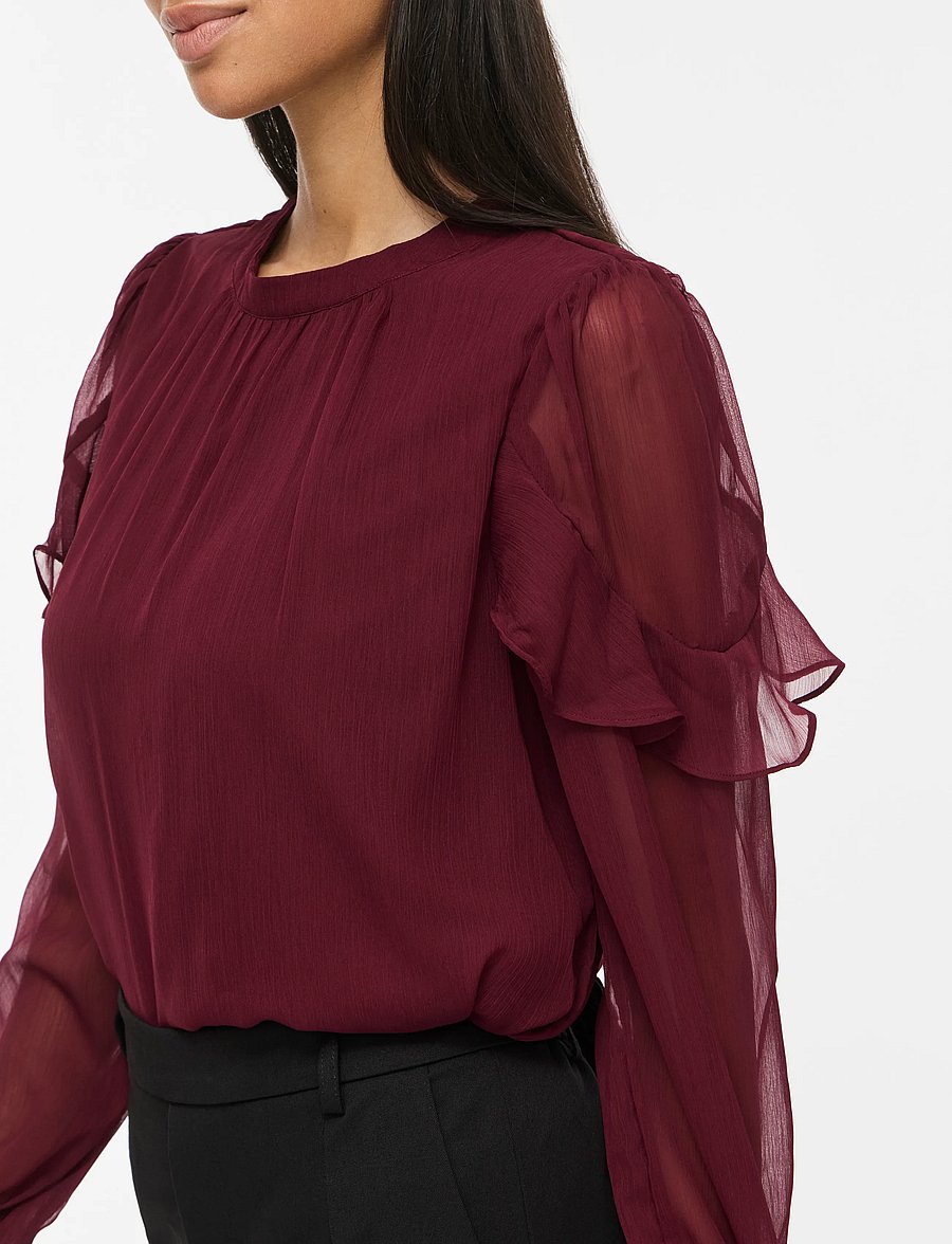 Vila - VIELLY L/S FLOUNCE TOP - langärmelige blusen - port royale - 5