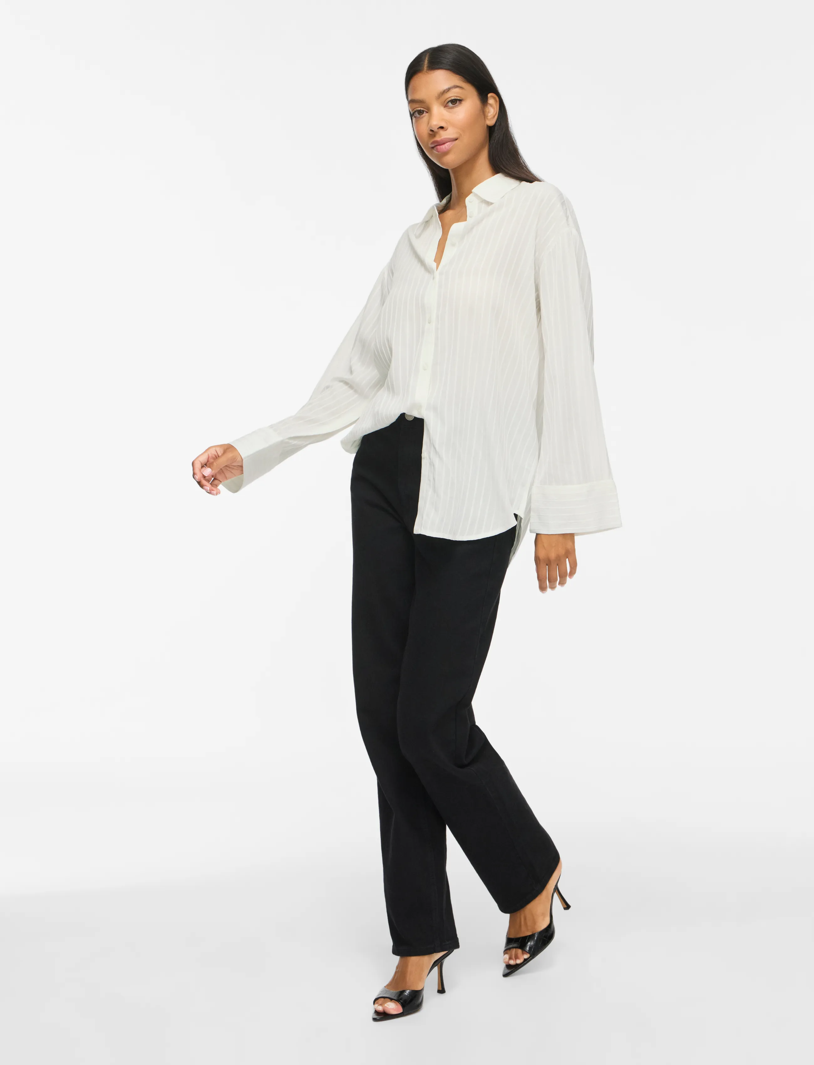Vila - VIROCKI L/S OVERSIZE SHIRT - NOOS - langærmede skjorter - egret - 4