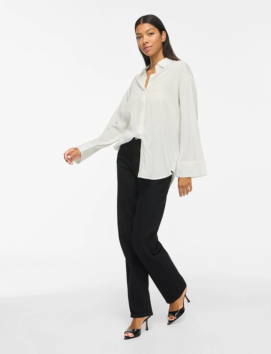 Vila - VIROCKI L/S OVERSIZE SHIRT - NOOS - langärmlige hemden - egret - 4