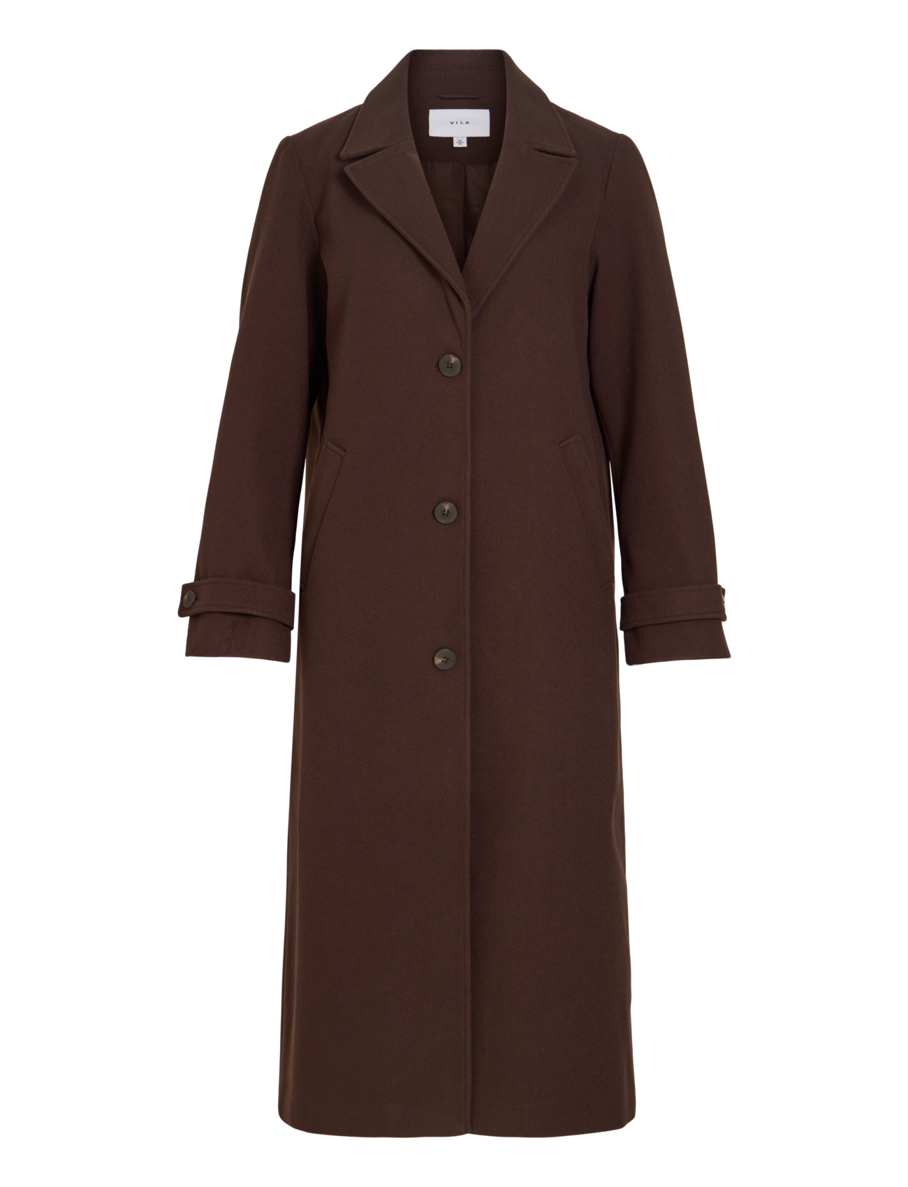 Vila - VIFEMKE L/S BUTTON LONG COAT - NOOS - coffee bean - 1