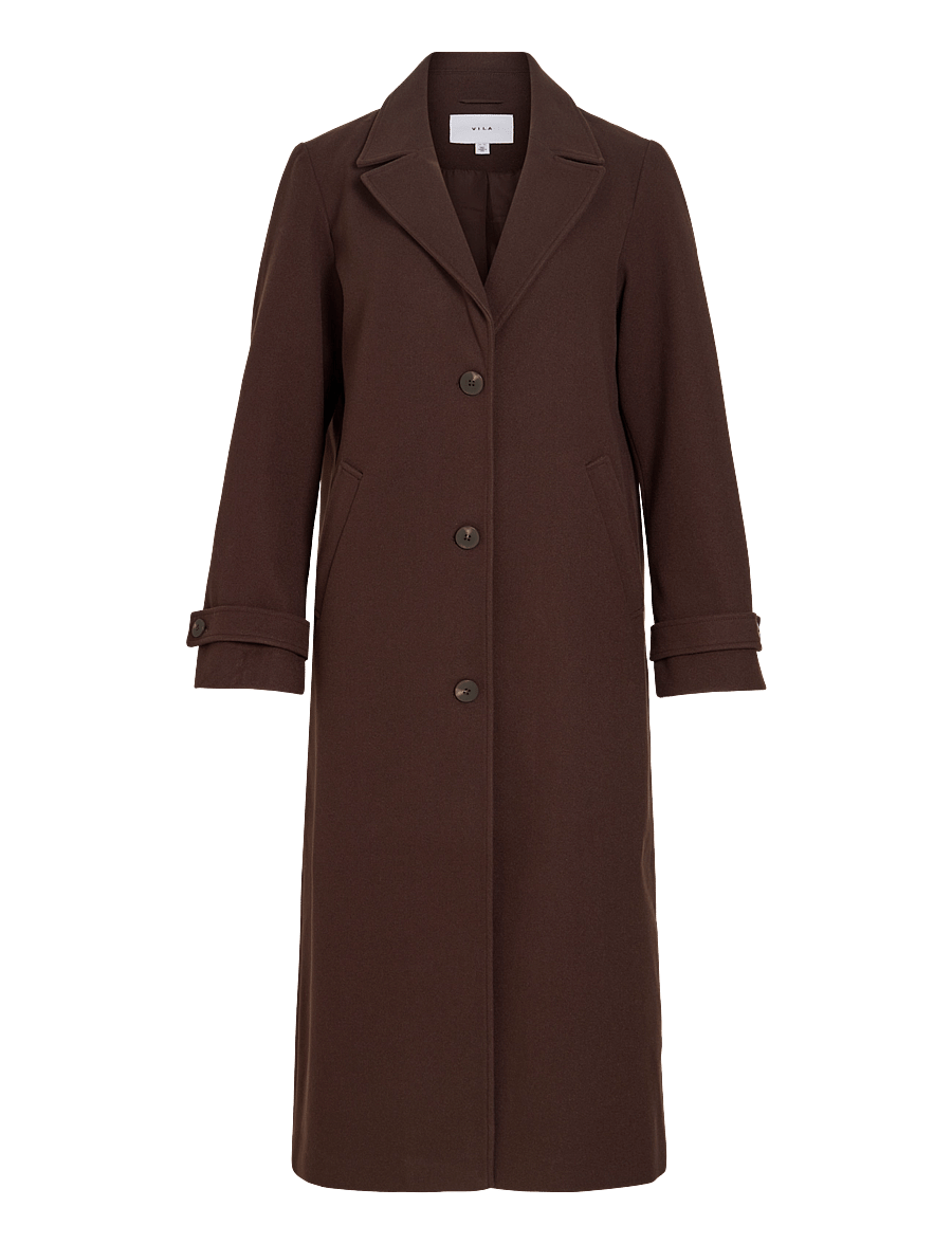Vila - VIFEMKE L/S BUTTON LONG COAT - NOOS - coffee bean - 1
