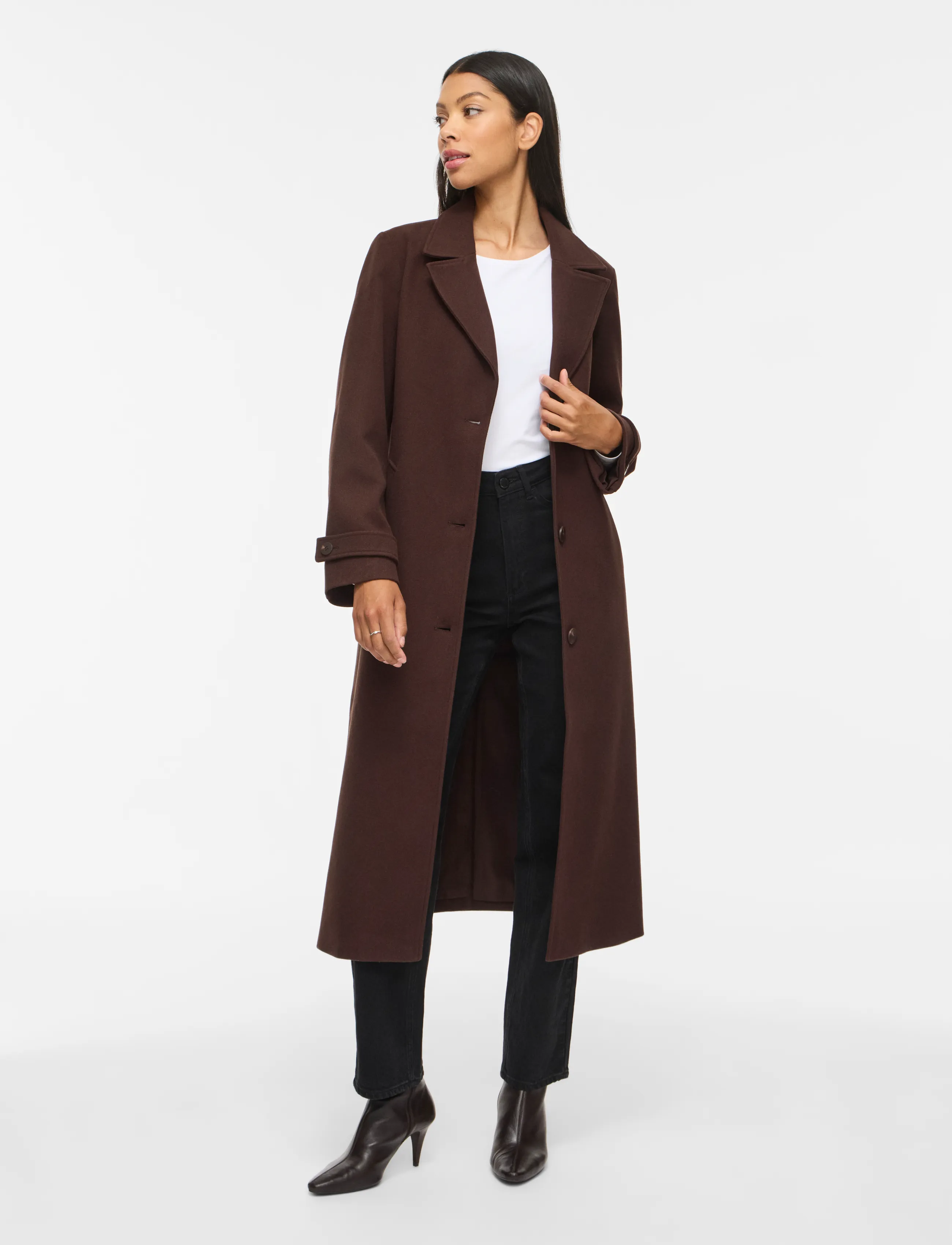 Vila VIFEMKE L/S BUTTON LONG COAT - NOOS - Vihmamantlid - COFFEE BEAN / brown